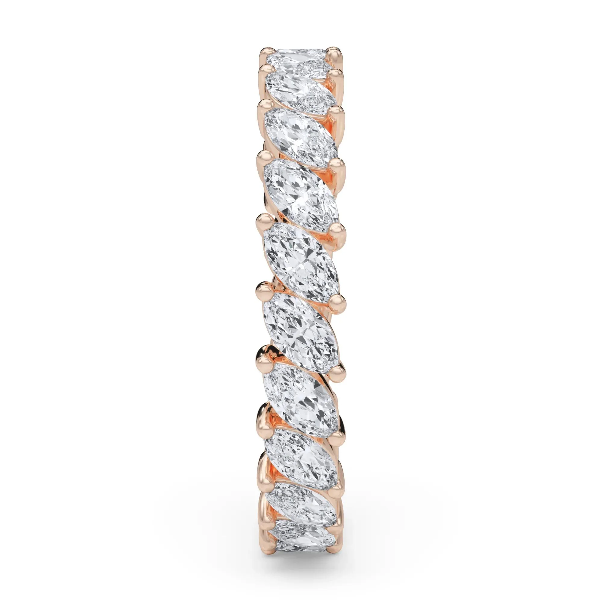 2 CT. Tw. Lab Grown Diamond Marquise Slant Eternity Band Ring 14K Rose Gold Size 7 4mm - Image 3