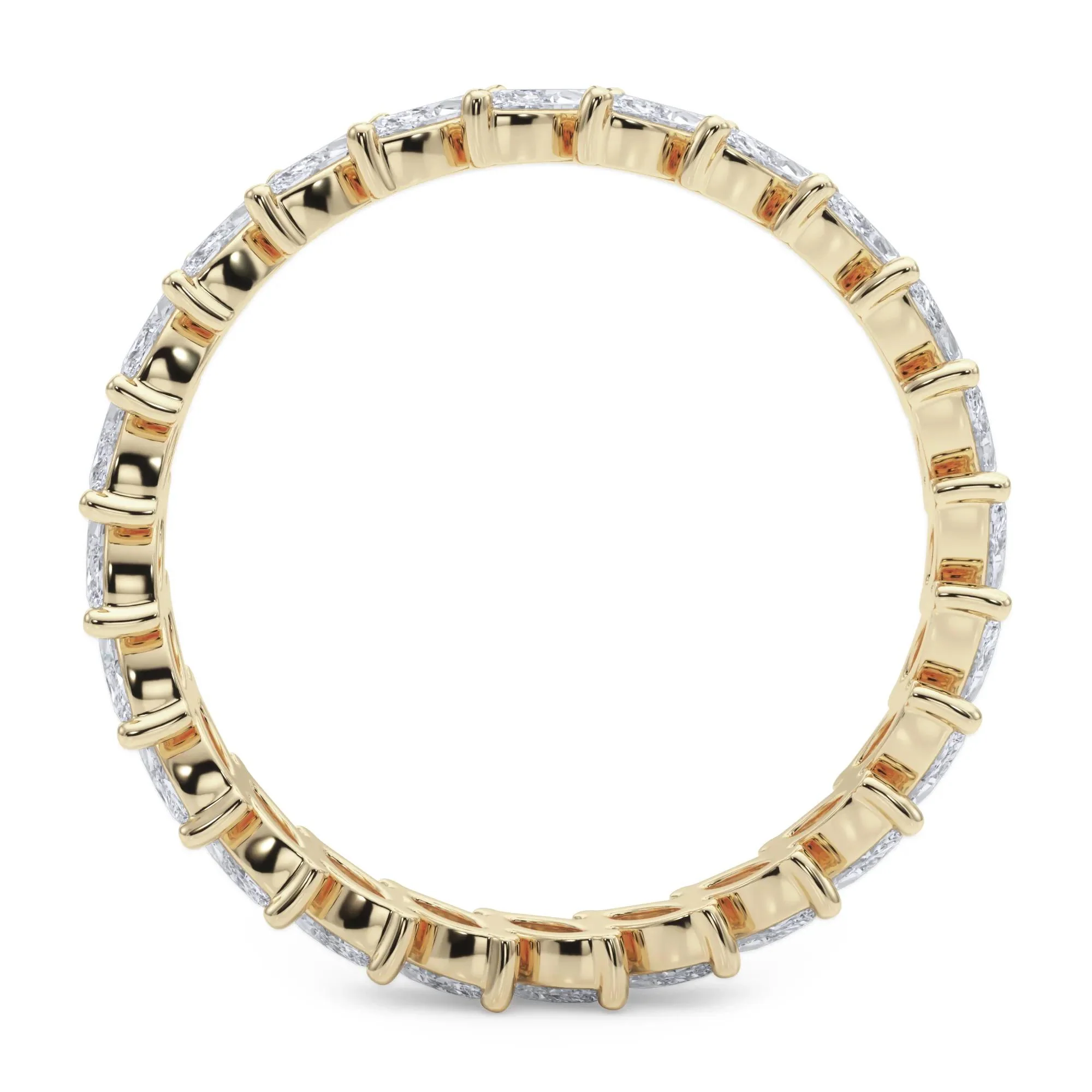 2 CT. Tw. Lab Grown Diamond Marquise Slant Eternity Band Ring 14K Yellow Gold Size 5.5 4mm - Image 2