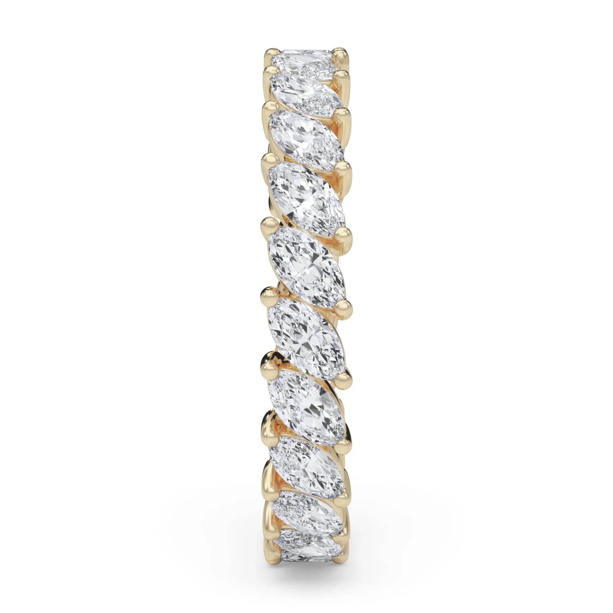 2 CT. Tw. Lab Grown Diamond Marquise Slant Eternity Band Ring 14K Yellow Gold Size 5.5 4mm - Image 3