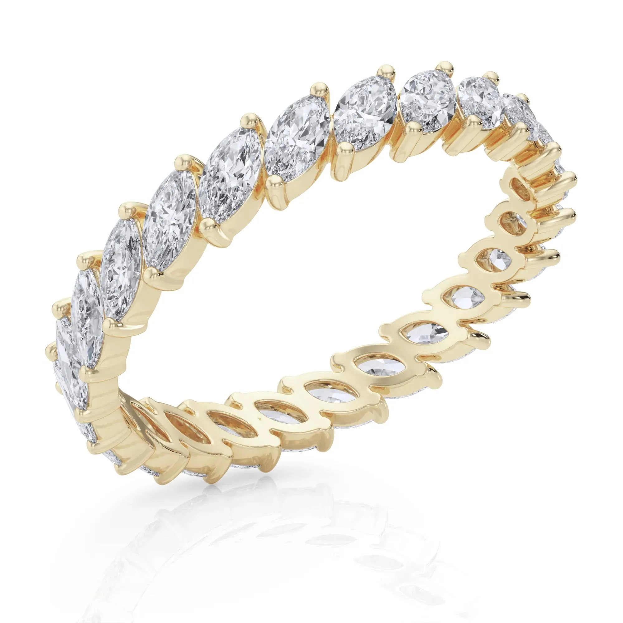 2 CT. Tw. Lab Grown Diamond Marquise Slant Eternity Band Ring 14K Yellow Gold Size 5.5 4mm - Image 5