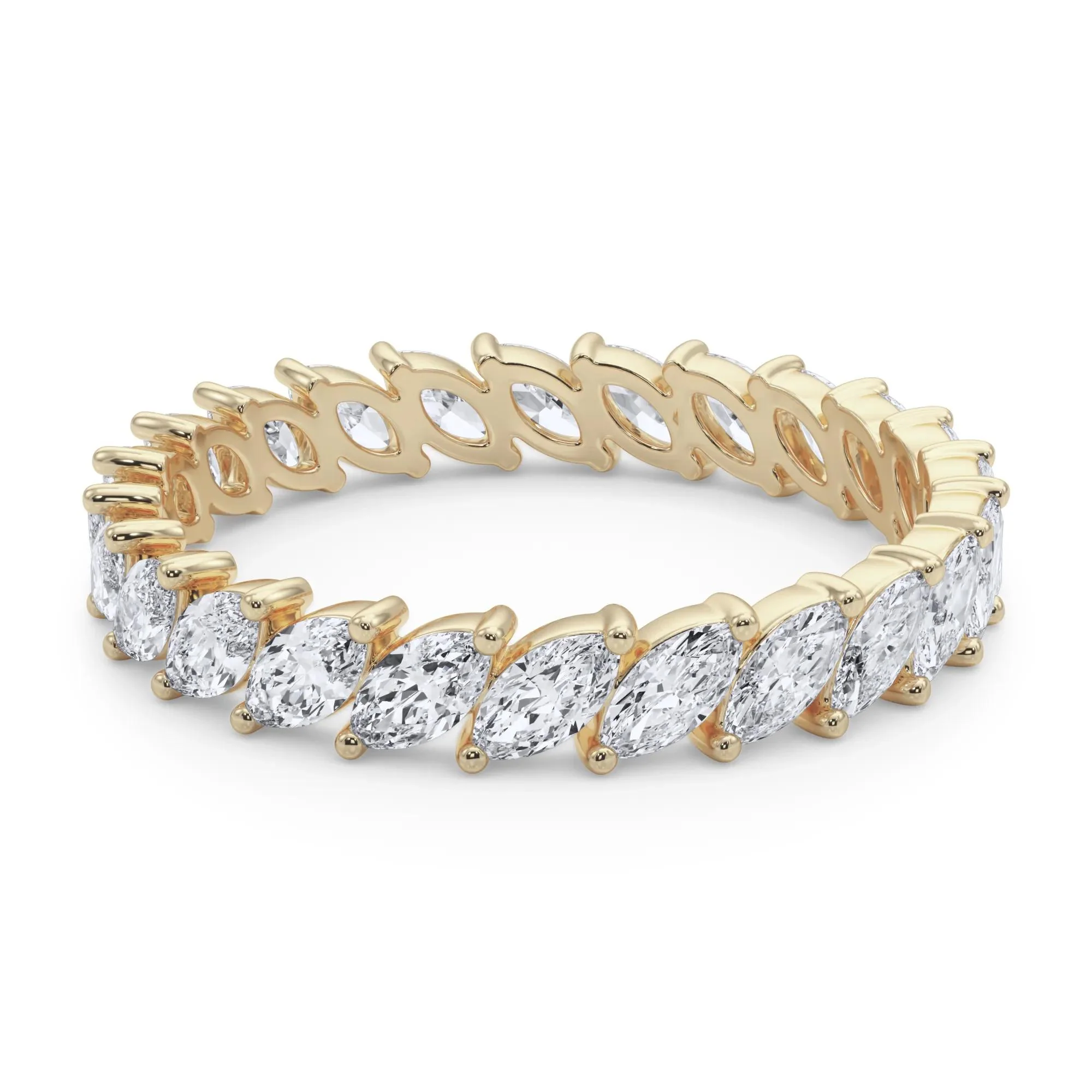 2 CT. Tw. Lab Grown Diamond Marquise Slant Eternity Band Ring 14K Yellow Gold Size 9 4mm - Image 4