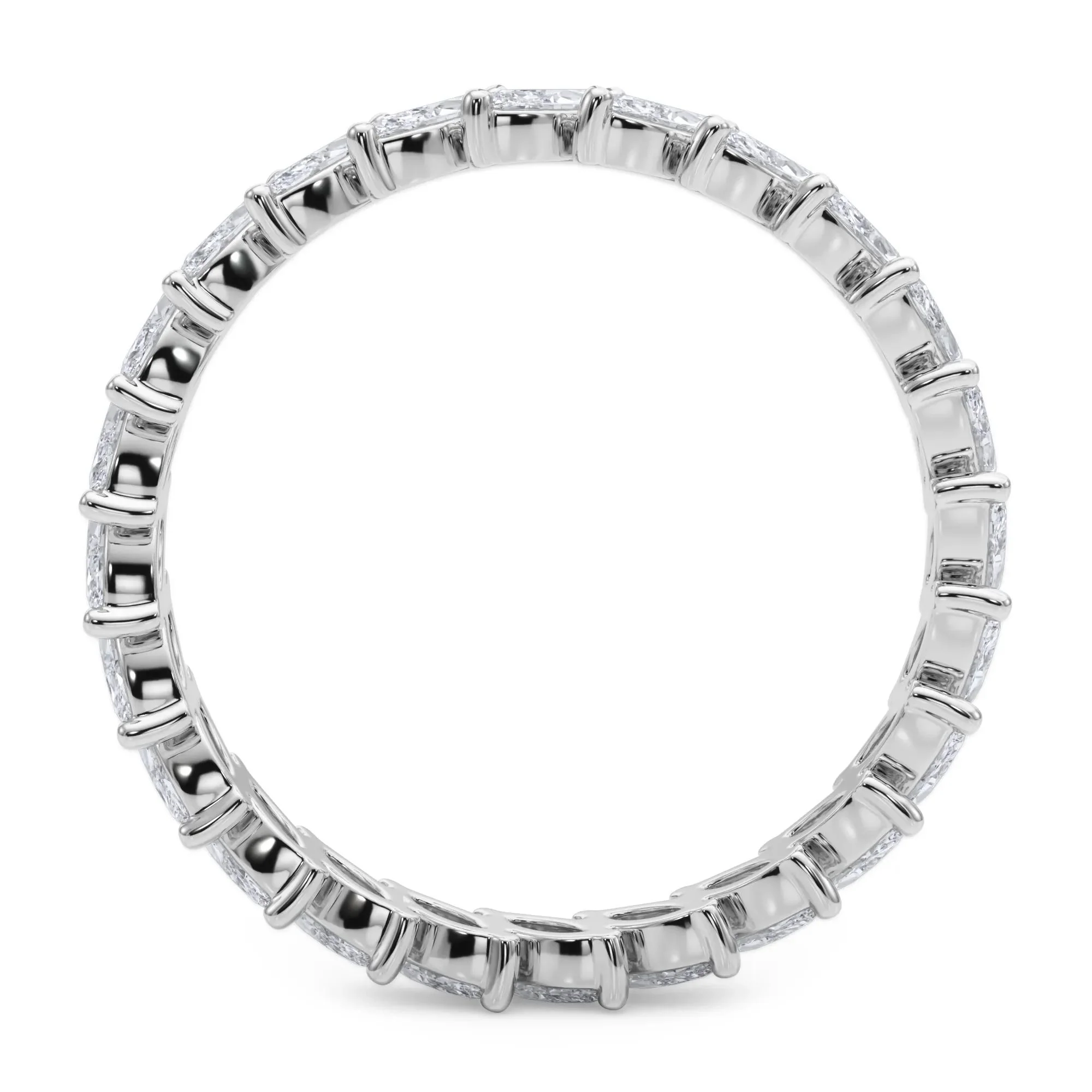 2 CT. Tw. Lab Grown Diamond Marquise Slant Eternity Band Ring Platinum White Size 4 4mm - Image 2