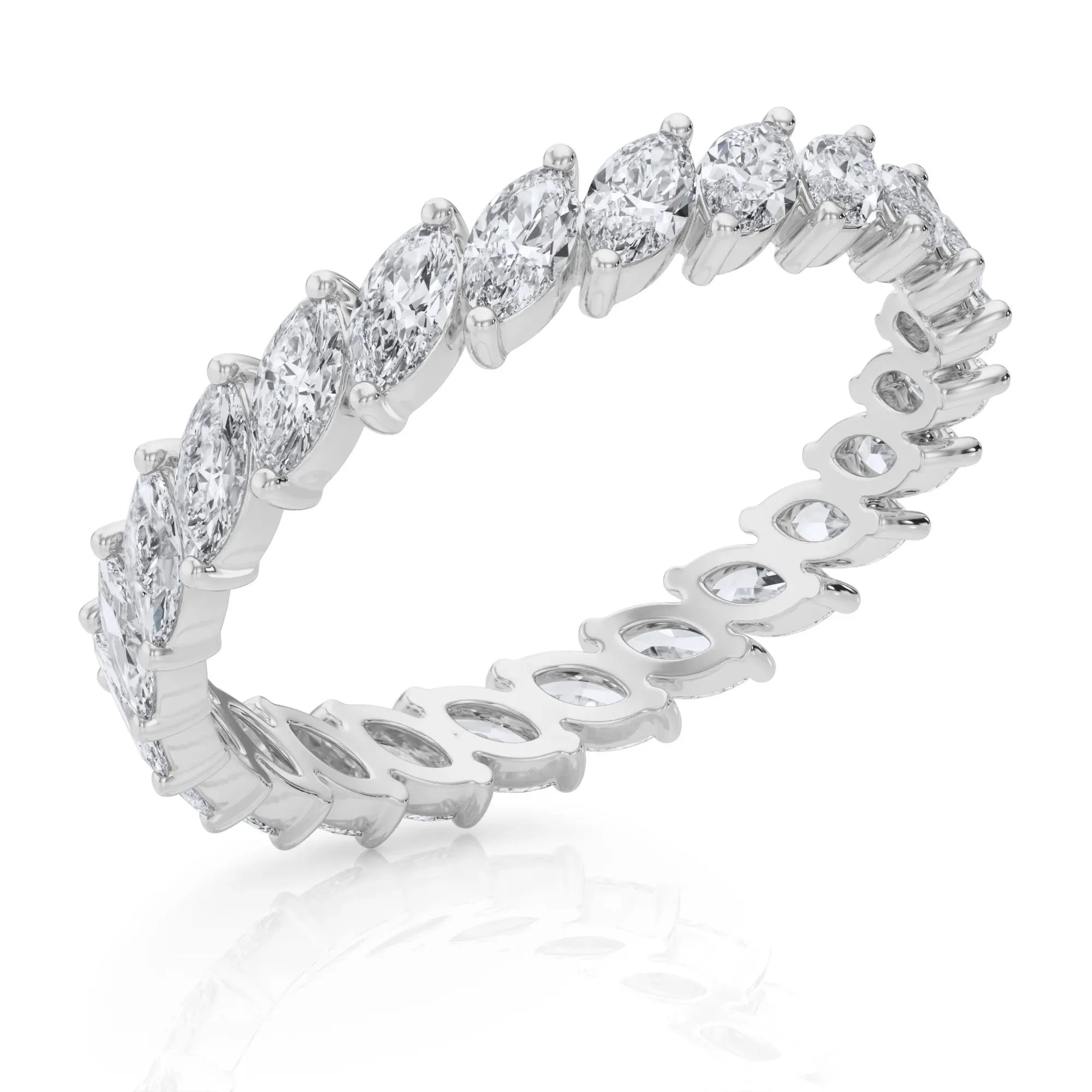 2 CT. Tw. Lab Grown Diamond Marquise Slant Eternity Band Ring Platinum White Size 8.5 4mm - Image 5