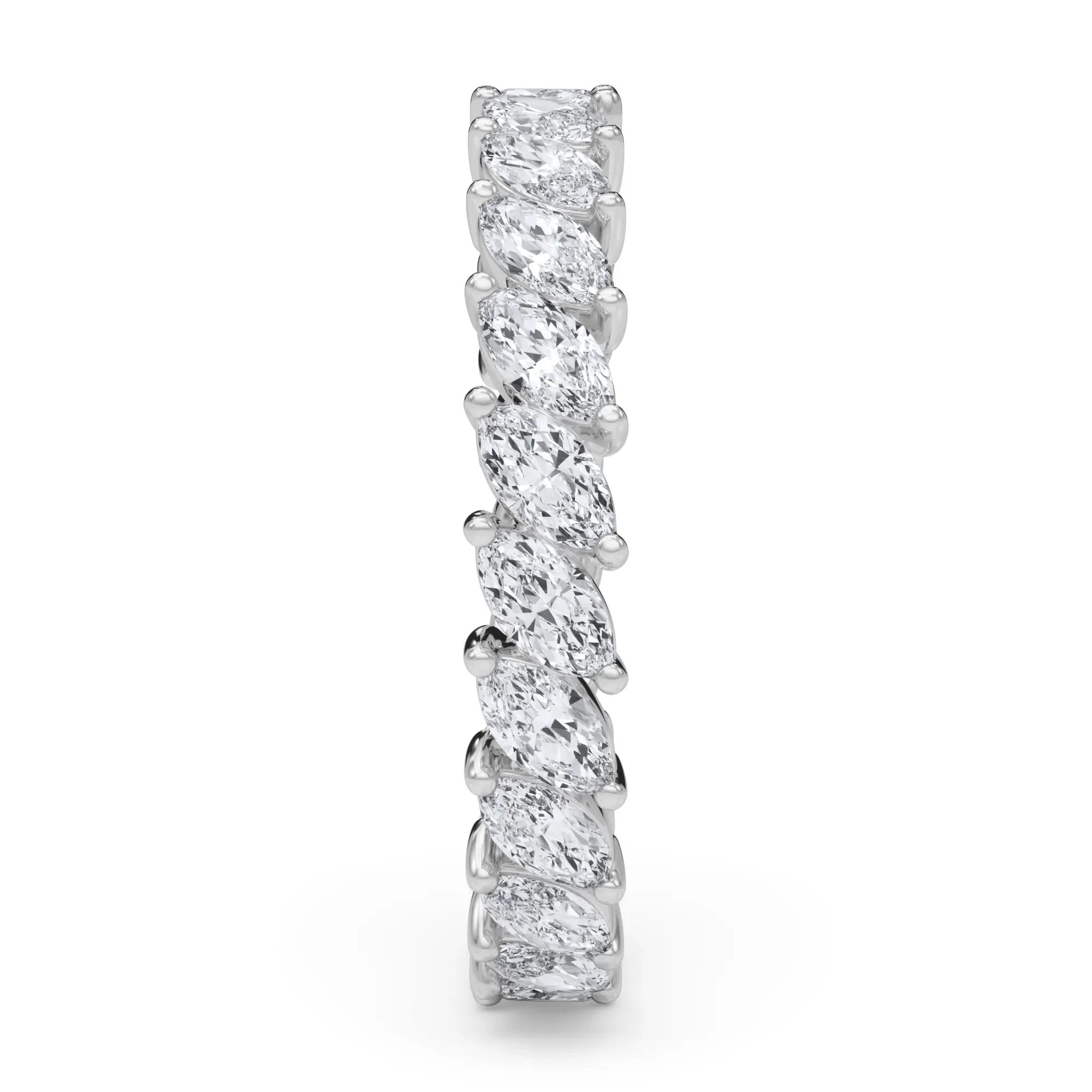 2 CT. Tw. Lab Grown Diamond Marquise Slant Eternity Band Ring 14K White Gold Size 7 4mm - Image 3