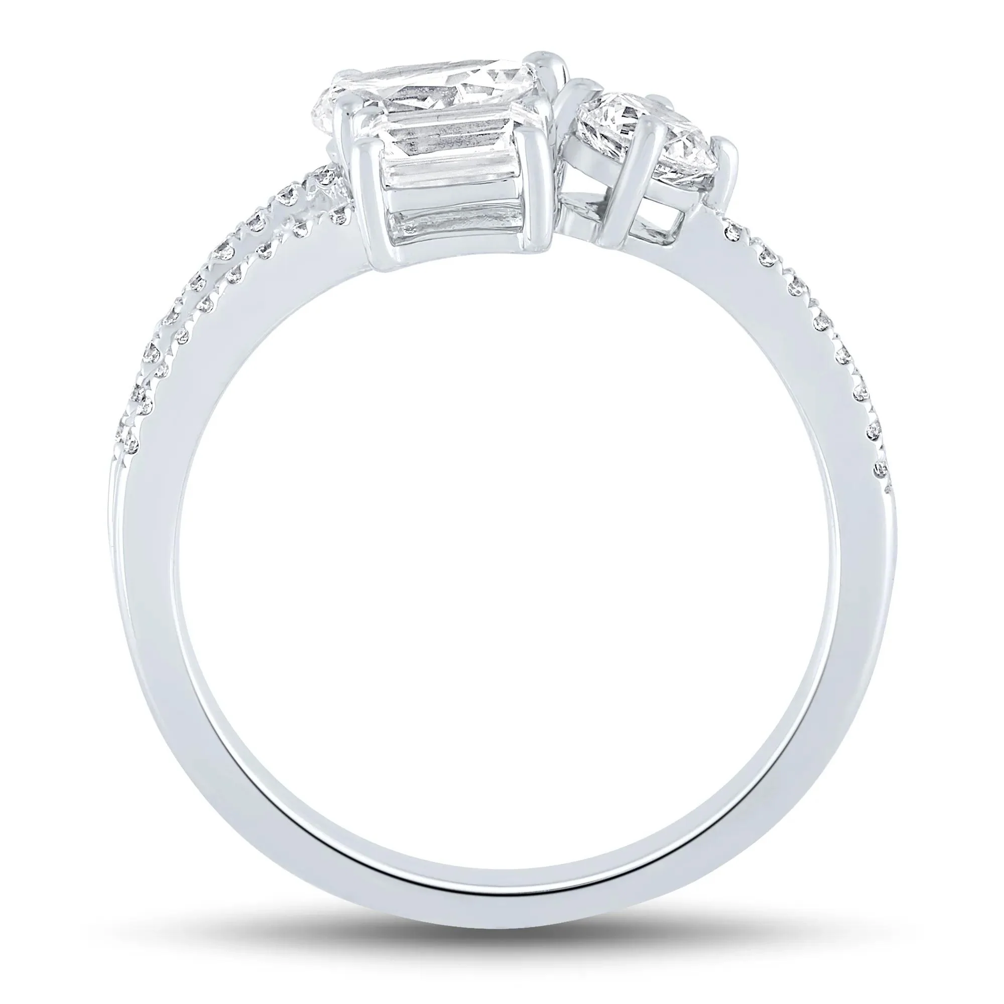 1 CT. Tw. Lab Grown Diamond Multi-Shape Ring 10K White Gold Round Brilliant Cut Size 8 1mm - Image 2