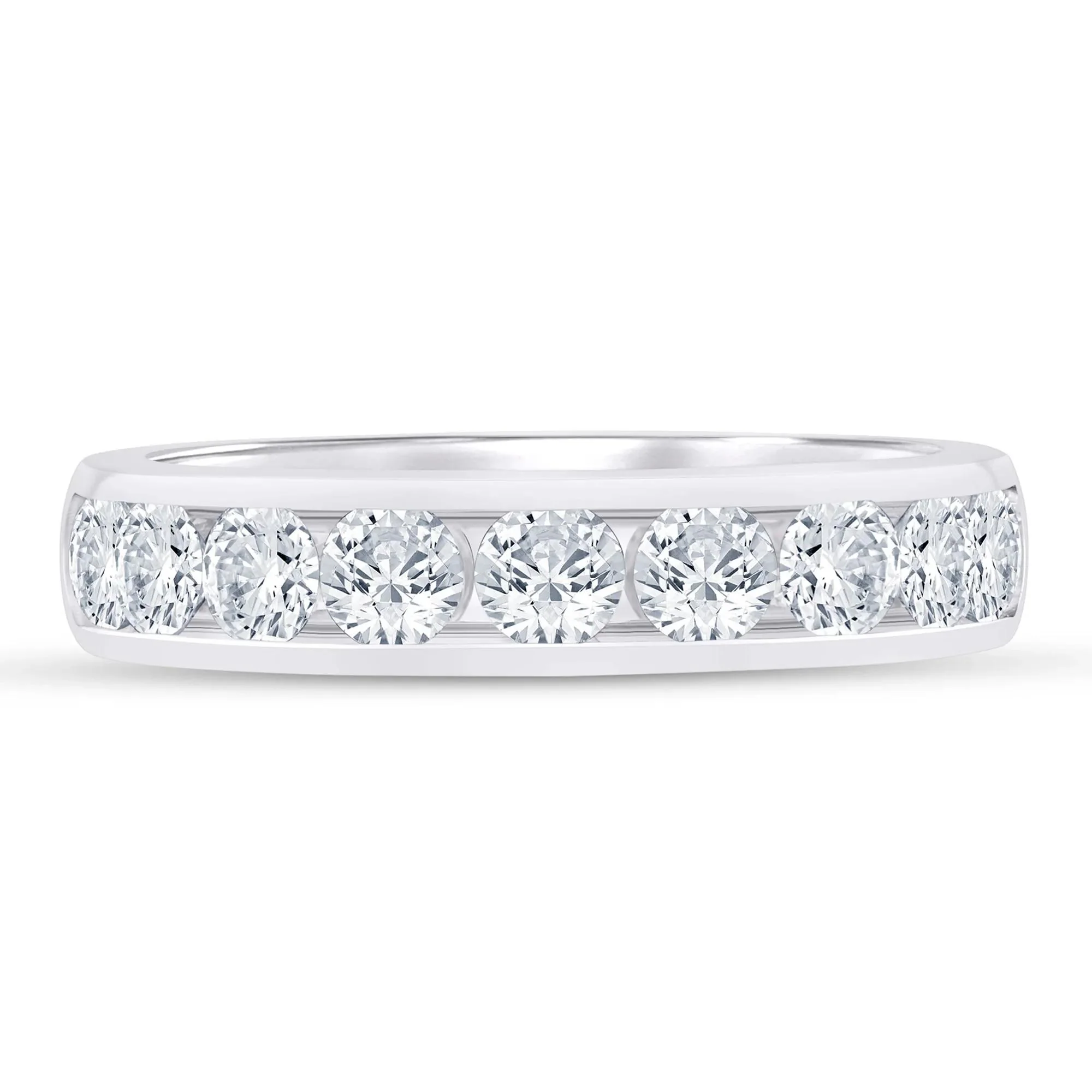1/2 CT. Tw. Lab Grown Diamond Channel-Set Band Ring Platinum White Size 7.5 4.5mm