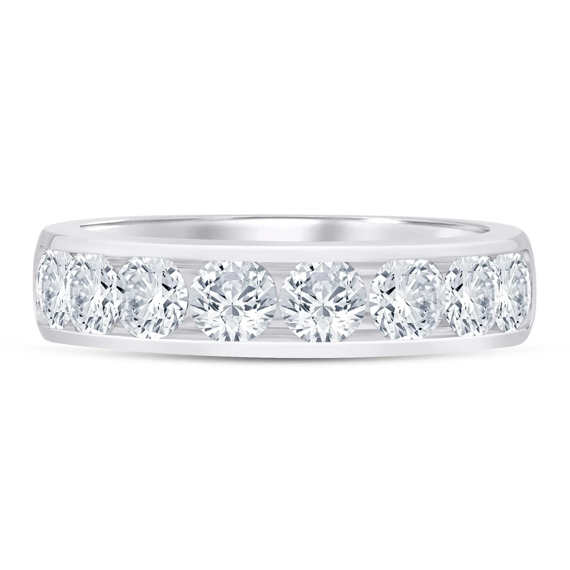 2 CT. Tw. Lab Grown Diamond Channel-Set Band Ring Platinum White Size 6.5 5mm