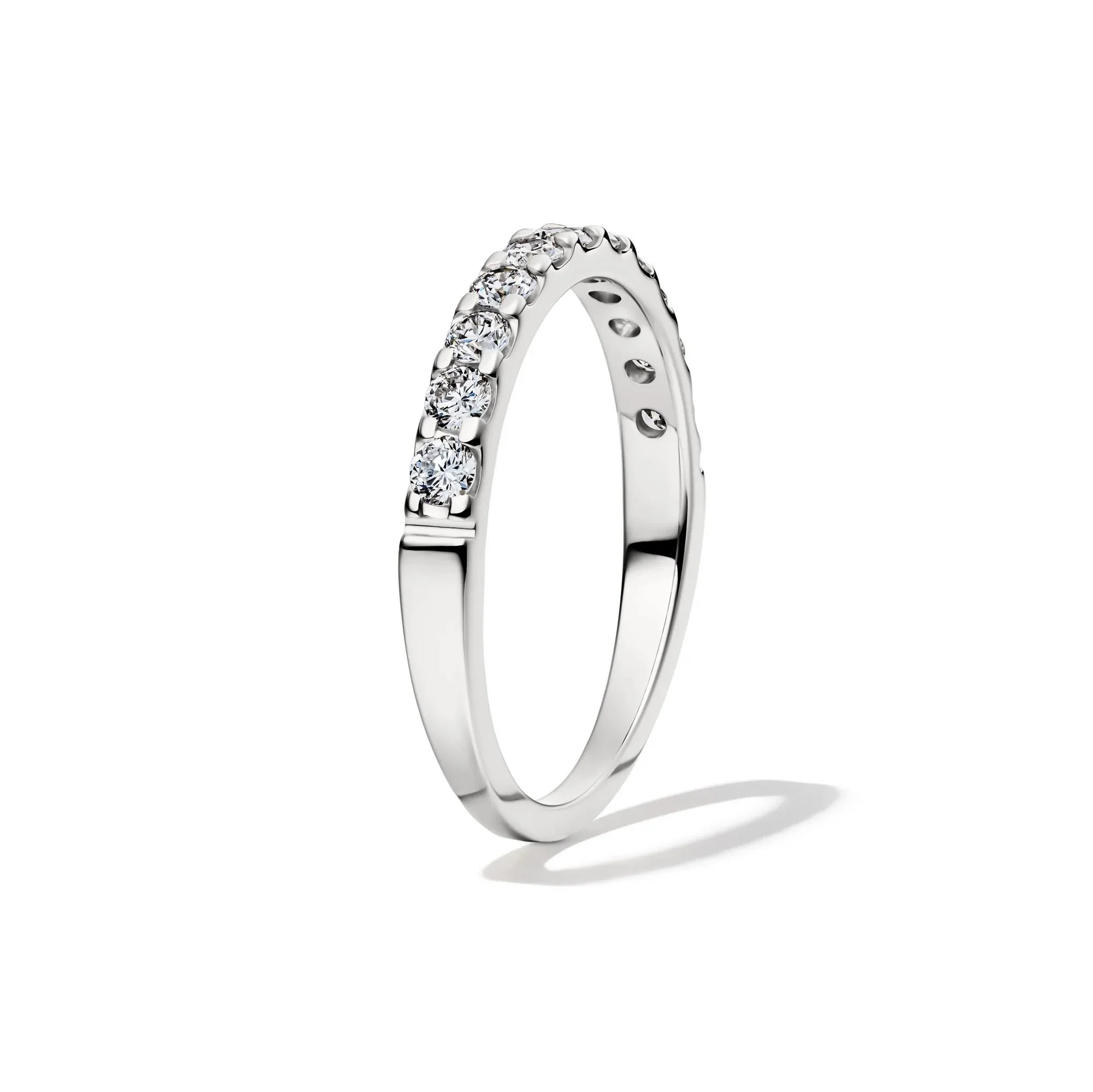 1/2 CT. Tw. Lab Grown Diamond Wedding Band Ring Platinum Round Brilliant Cut White Size 5.5 1.5mm - Image 3