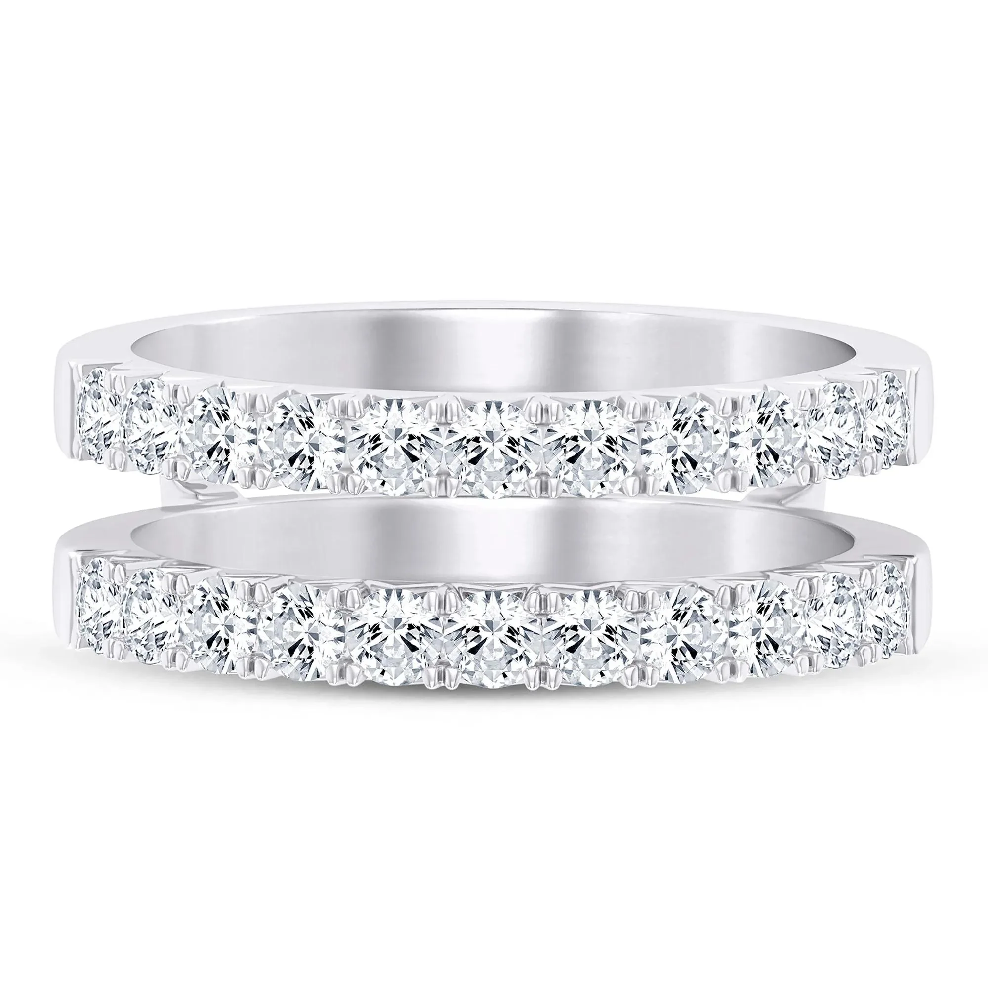 1 CT. Tw. Lab Grown Diamond French Pavé Ring Enhancer Platinum White Size 9 7.5mm