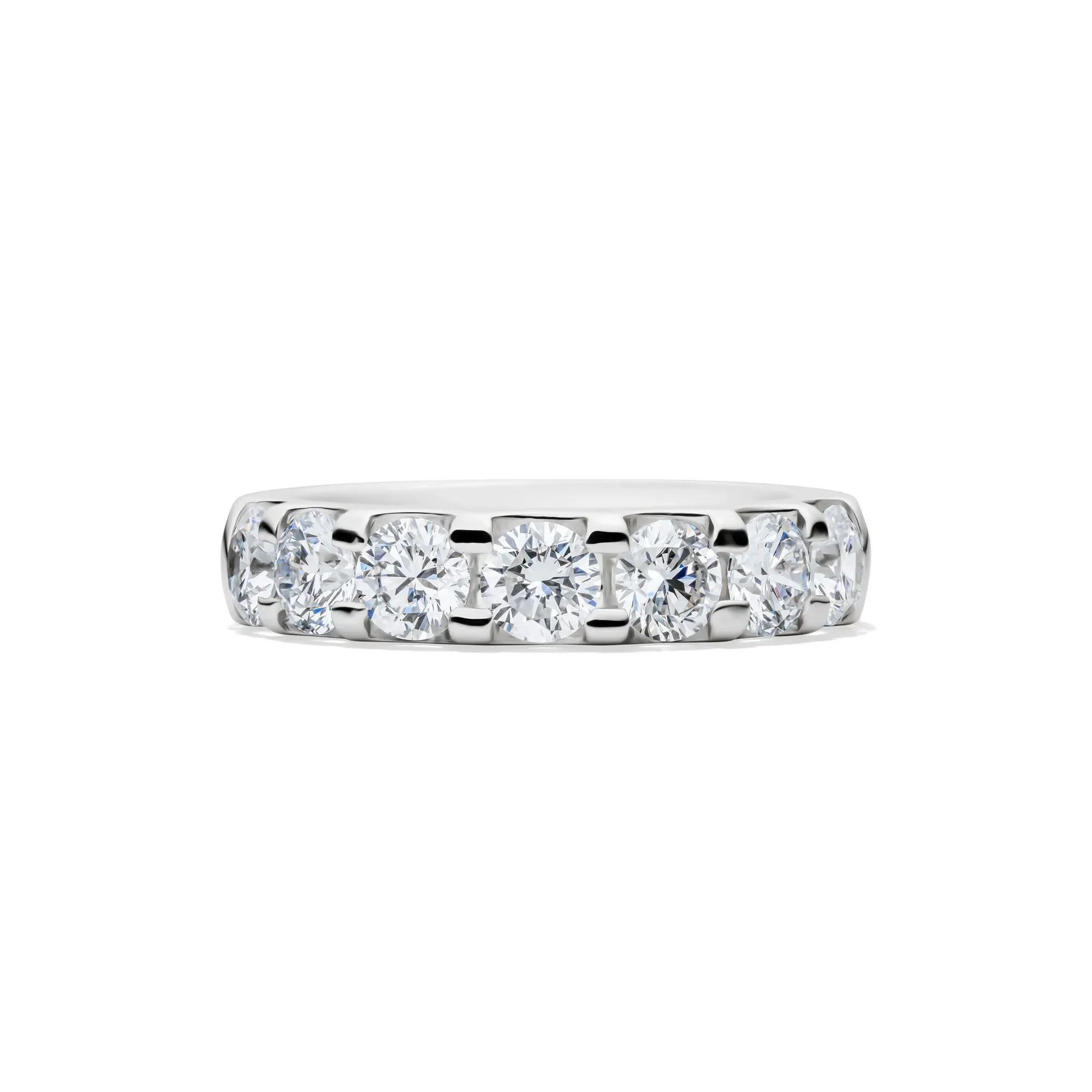 2 CT. Tw. Lab Grown Diamond Seven-Stone Anniversary Band Ring Platinum Round Brilliant Cut White Size 6 4.5mm