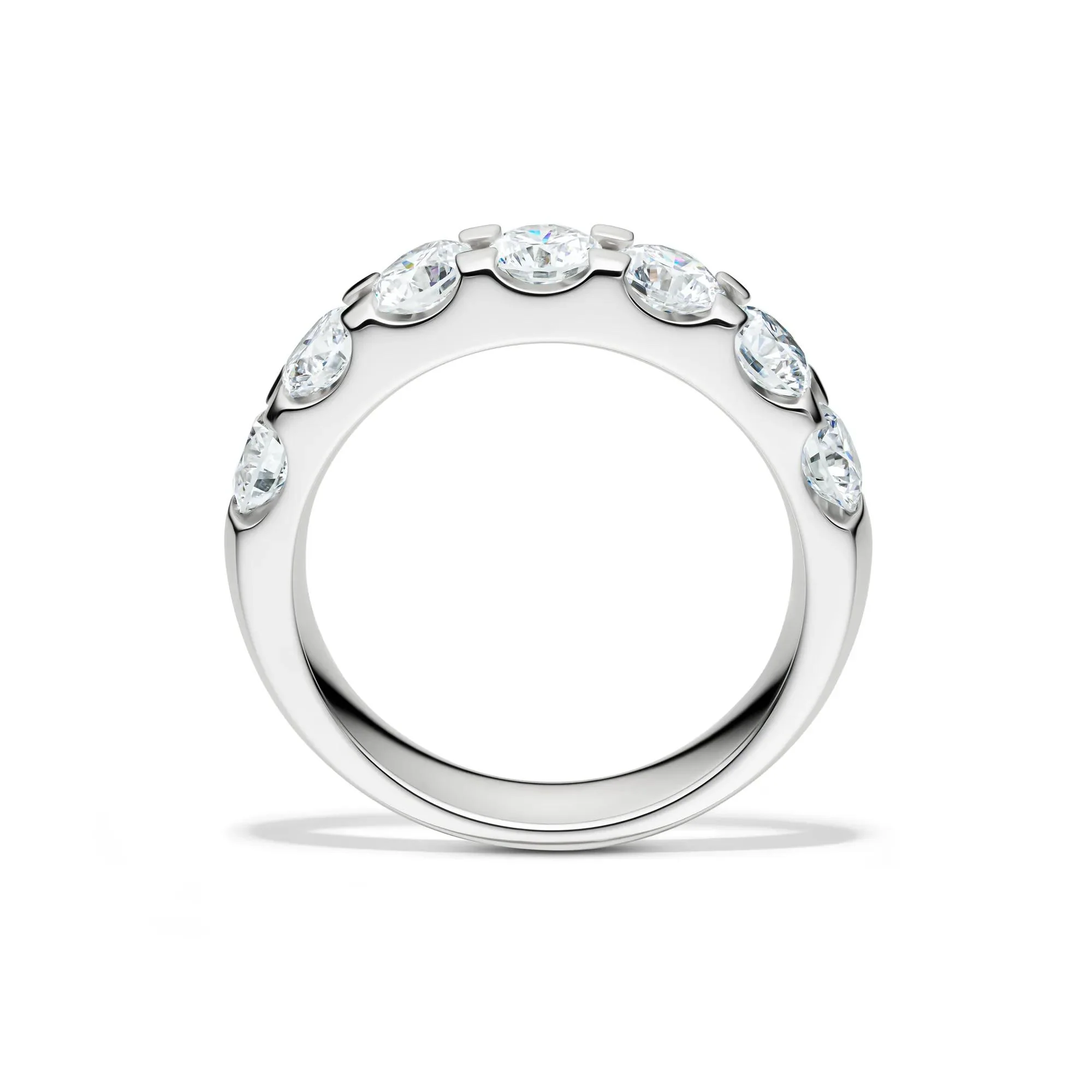 2 CT. Tw. Lab Grown Diamond Seven-Stone Anniversary Band Ring Platinum White Size 7.5 4.5mm - Image 2