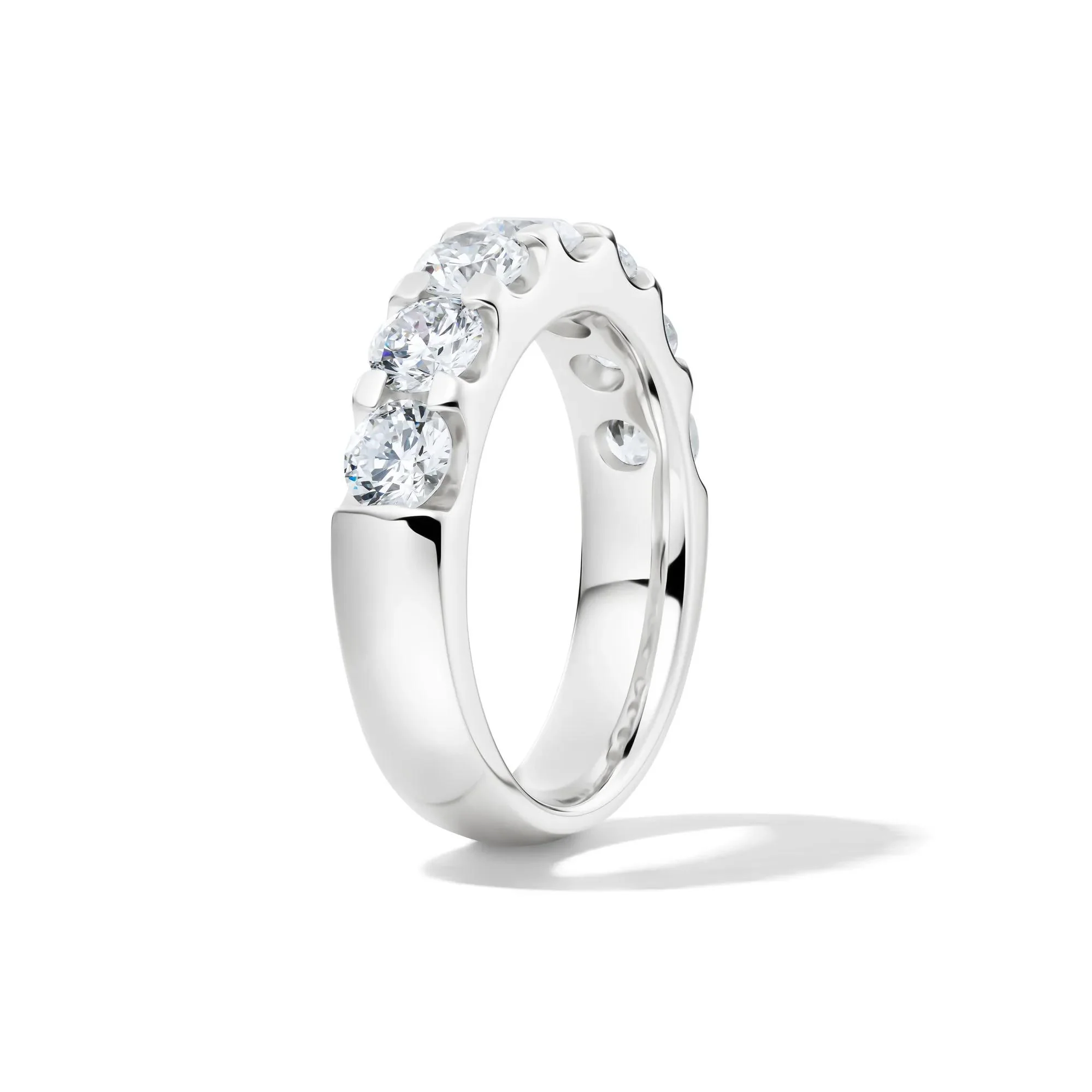2 CT. Tw. Lab Grown Diamond Seven-Stone Anniversary Band Ring Platinum White Size 8.5 4.5mm - Image 3