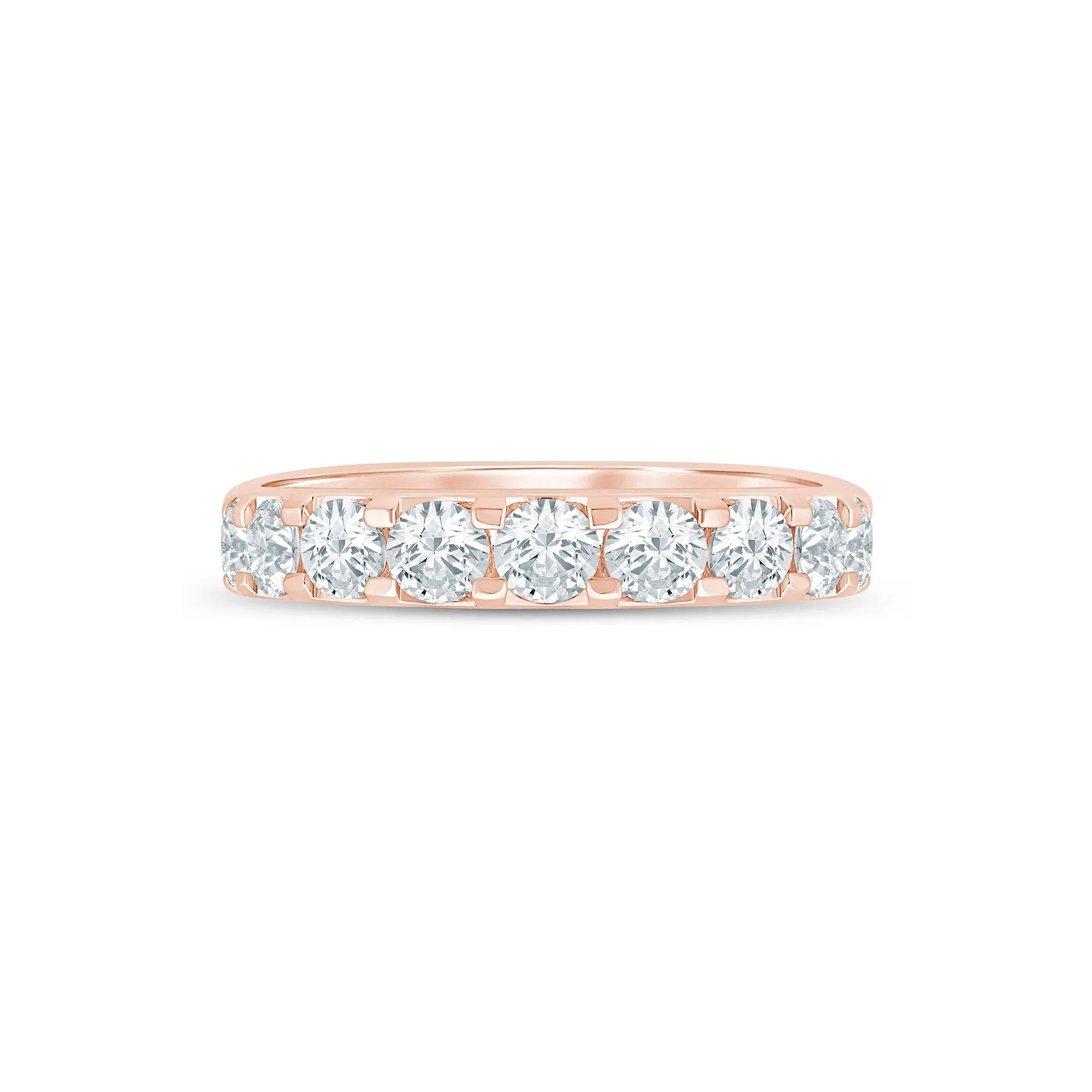 2 CT. Tw. Lab Grown Diamond Wedding Band Ring 14K Rose Gold Round Brilliant Cut Size 5.5 2mm