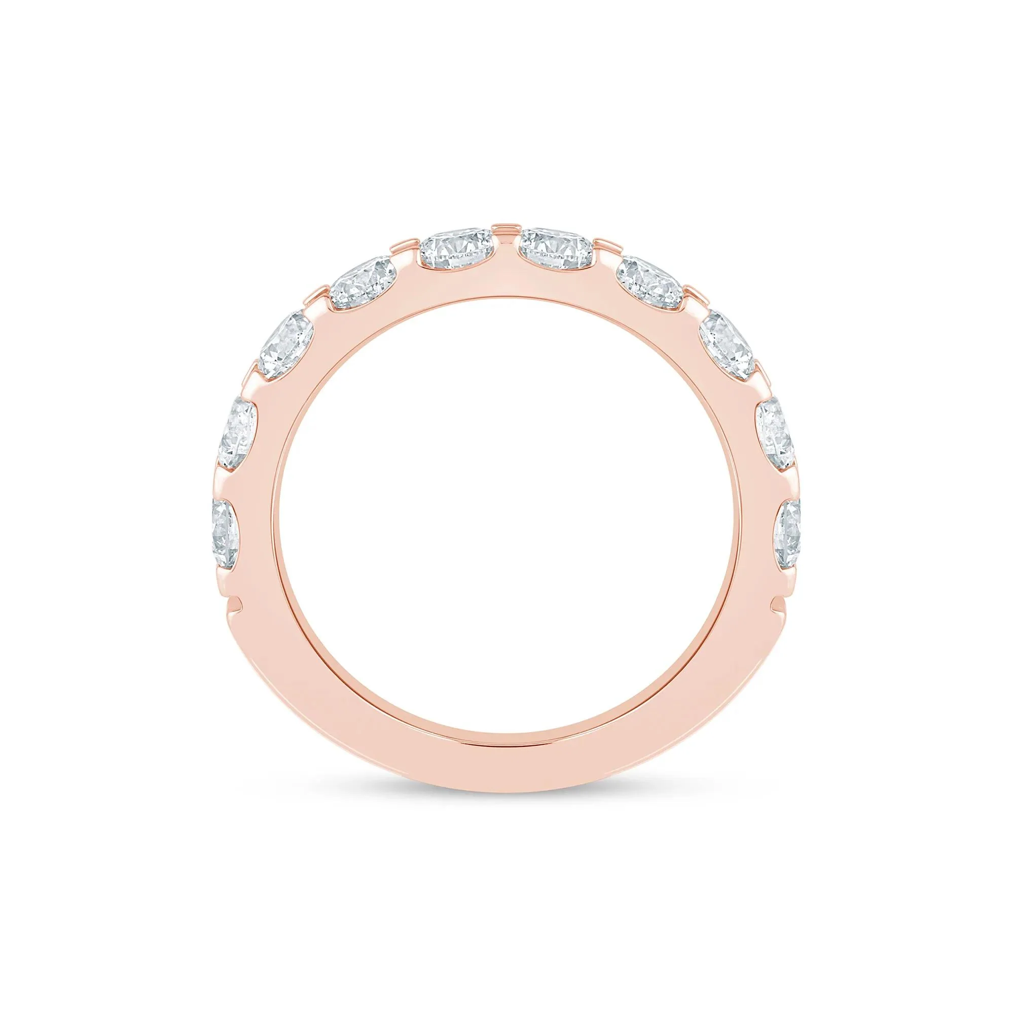 2 CT. Tw. Lab Grown Diamond Wedding Band Ring 14K Rose Gold Round Brilliant Cut Size 8.5 2mm - Image 2