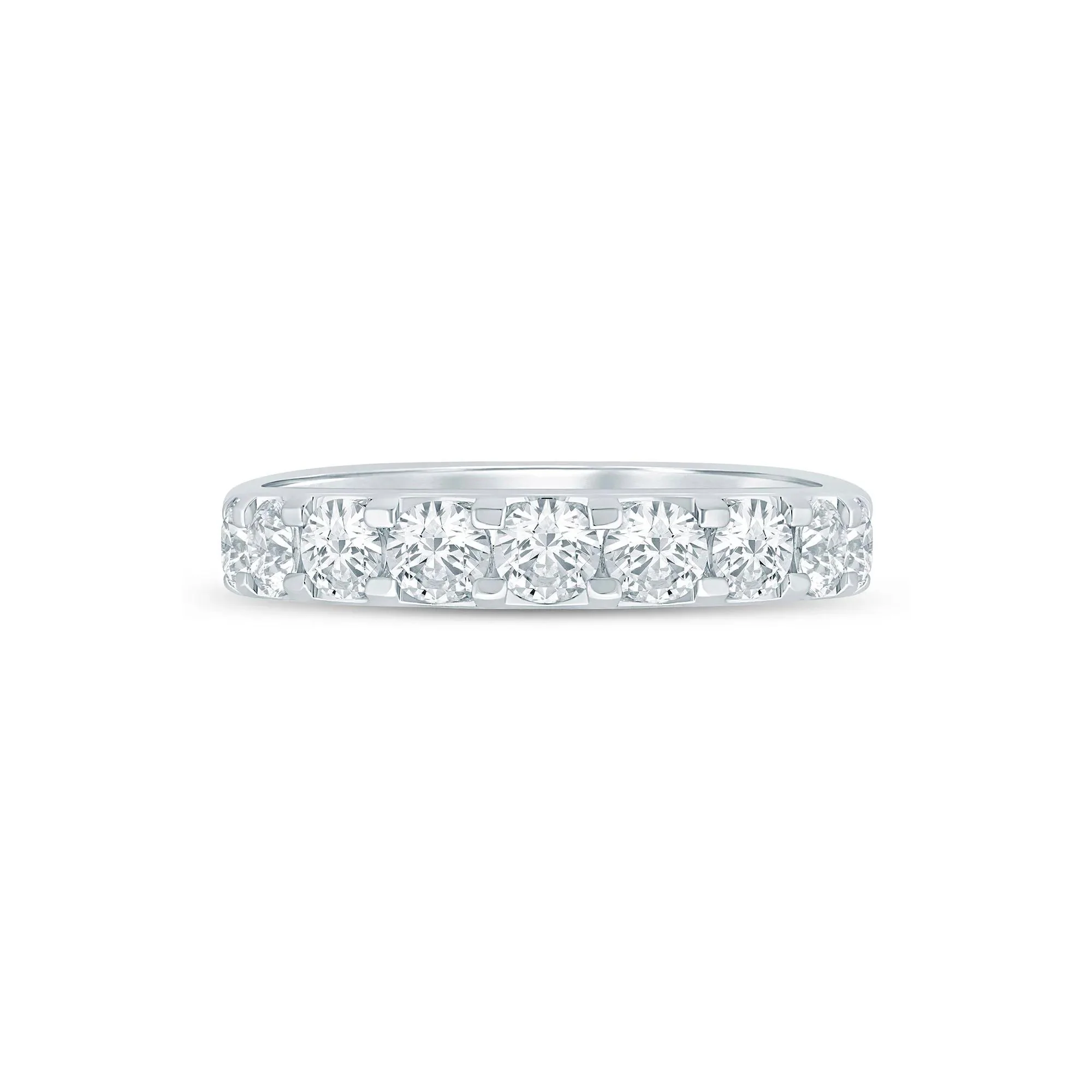 2 CT. Tw. Lab Grown Diamond Wedding Band Ring 14K White Gold Round Brilliant Cut Size 7 2mm