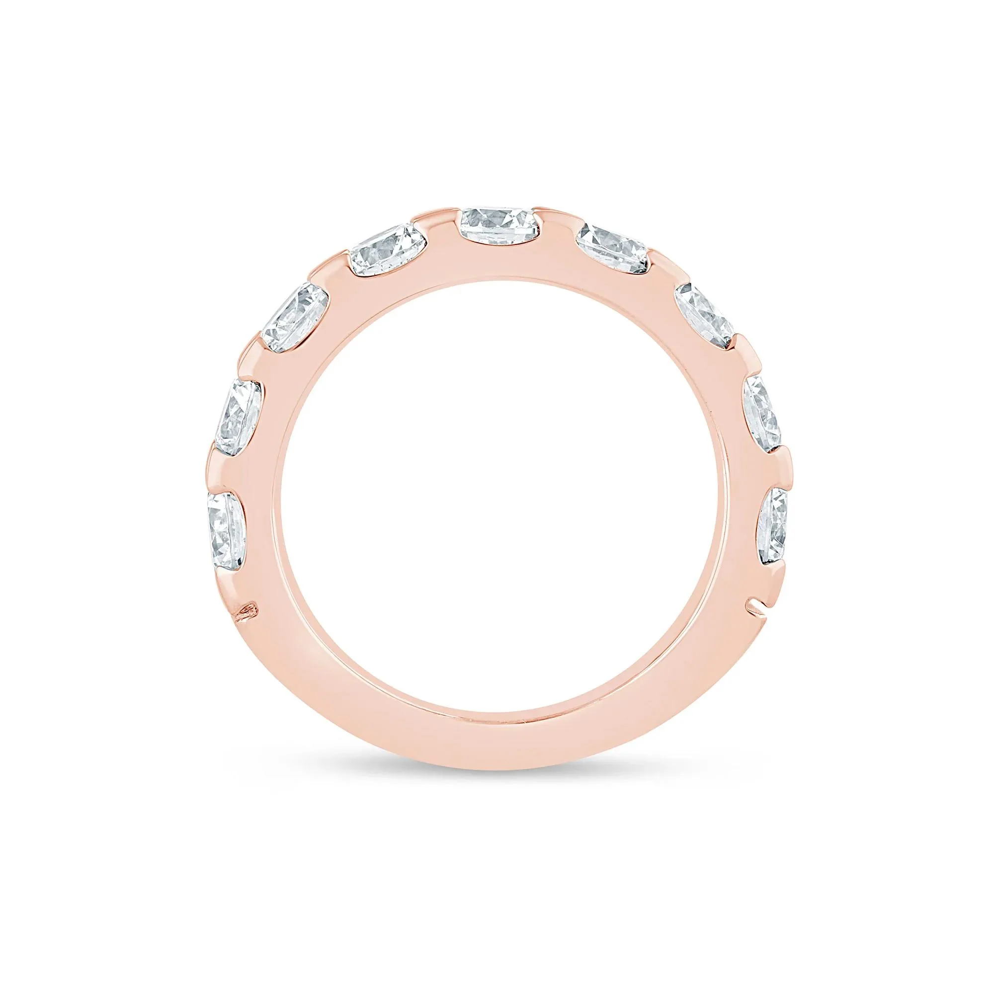 3 CT. Tw. Lab Grown Diamond Wedding Band Ring 14K Rose Gold Round Brilliant Cut Size 6.5 3mm - Image 2