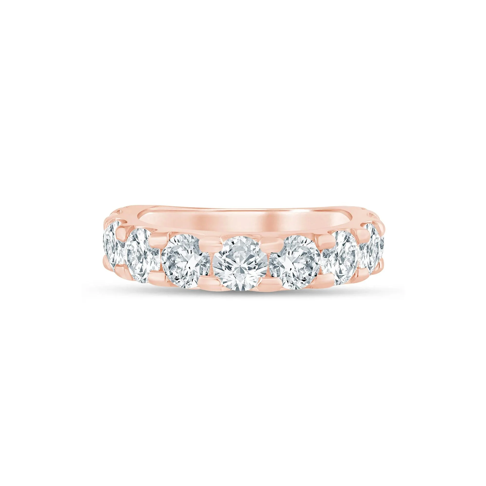 3 CT. Tw. Lab Grown Diamond Wedding Band Ring 14K Rose Gold Round Brilliant Cut Size 9 3mm