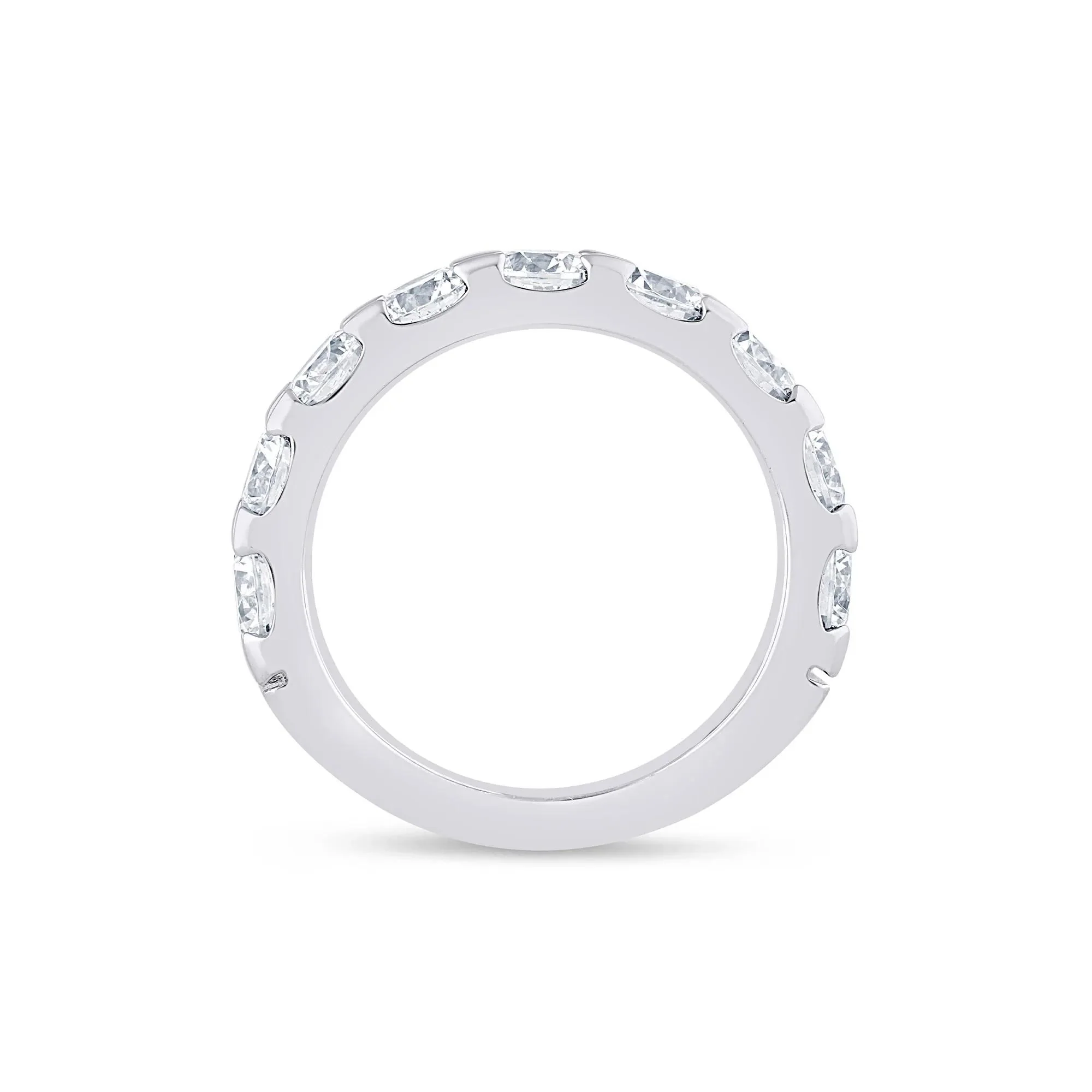 3 CT. Tw. Lab Grown Diamond Wedding Band Ring Platinum Round Brilliant Cut White Size 7.5 3mm - Image 2