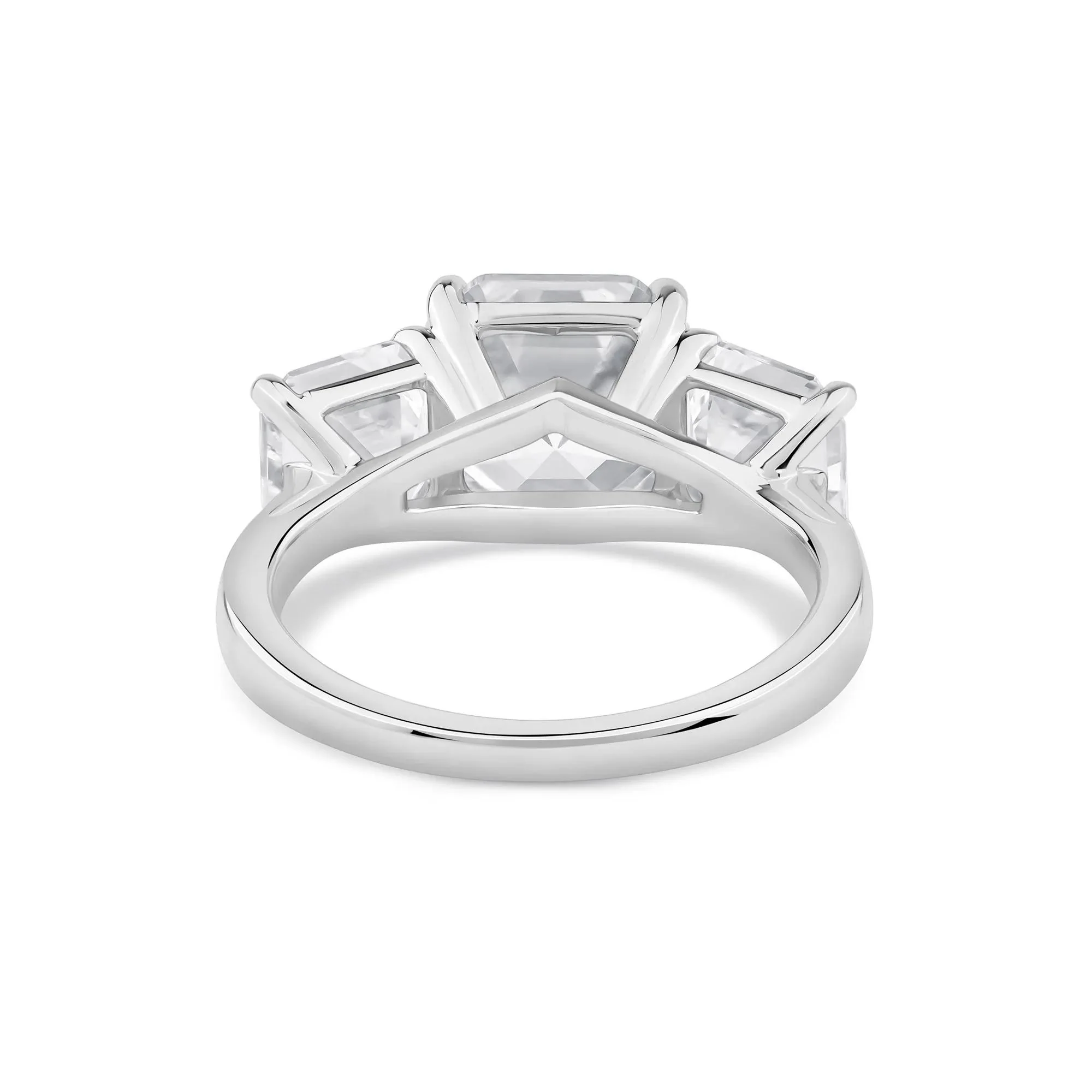 7 CT. Tw. Lab Grown Diamond Asscher-Cut Three Stone Engagement Ring Platinum White Size 5 2.5mm - Image 4