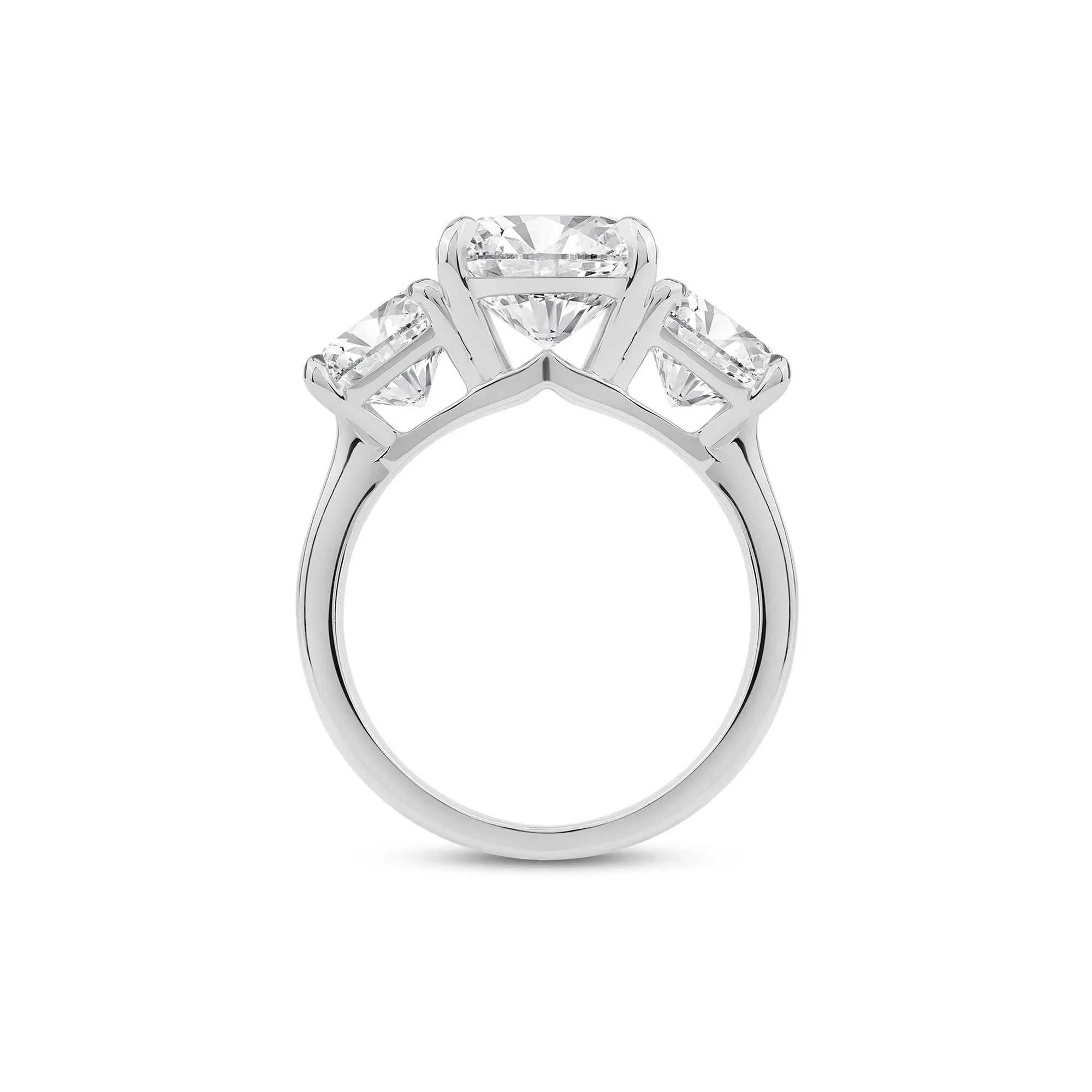 7 CT. Tw. Lab Grown Diamond Asscher-Cut Three Stone Engagement Ring Platinum White Size 9 2.5mm - Image 2