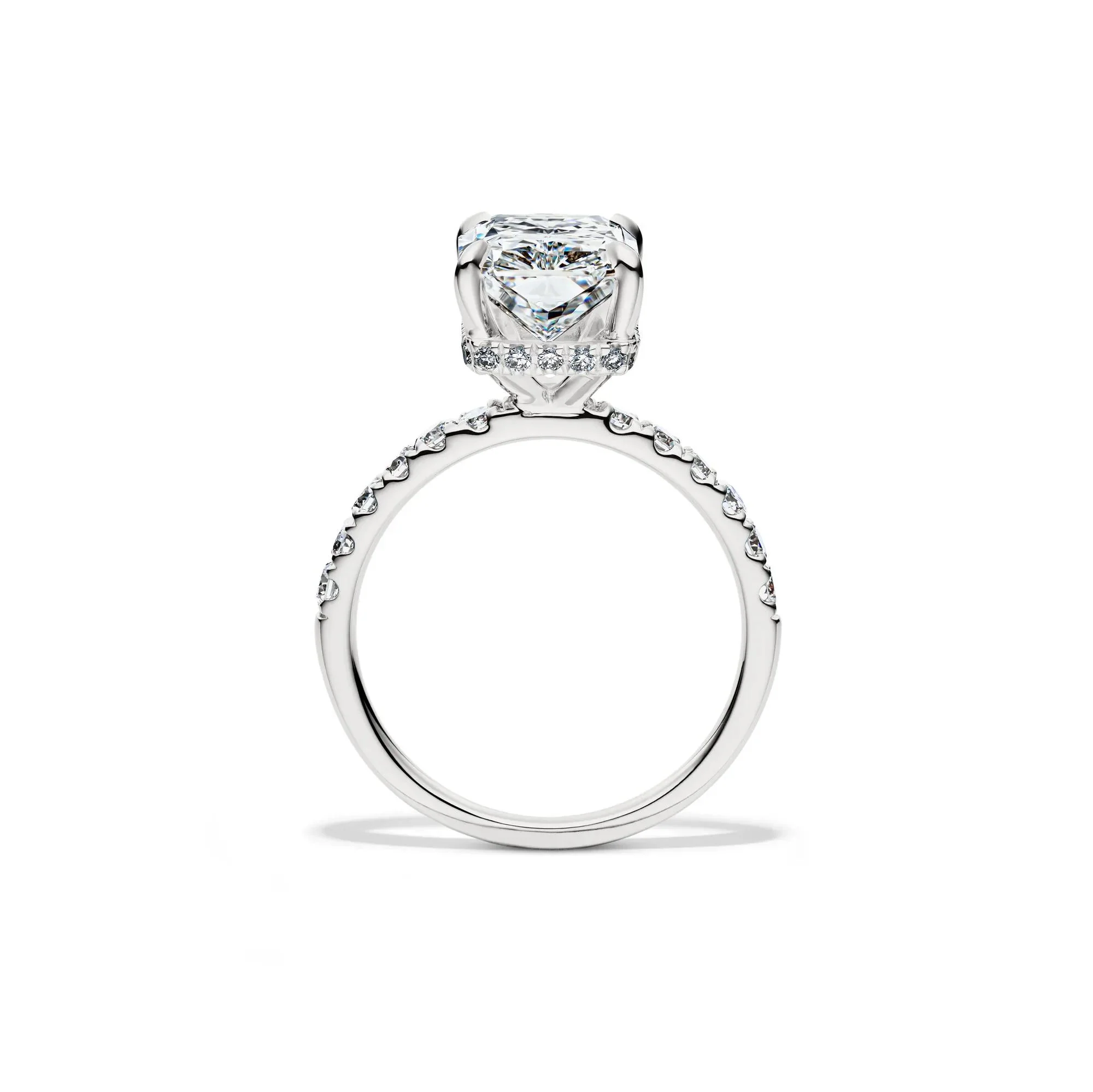 5 CT. Tw. Lab Grown Diamond Radiant-Cut Bridal Set 14K White Gold Ring Round Brilliant Cut Size 6.5 2mm - Image 4