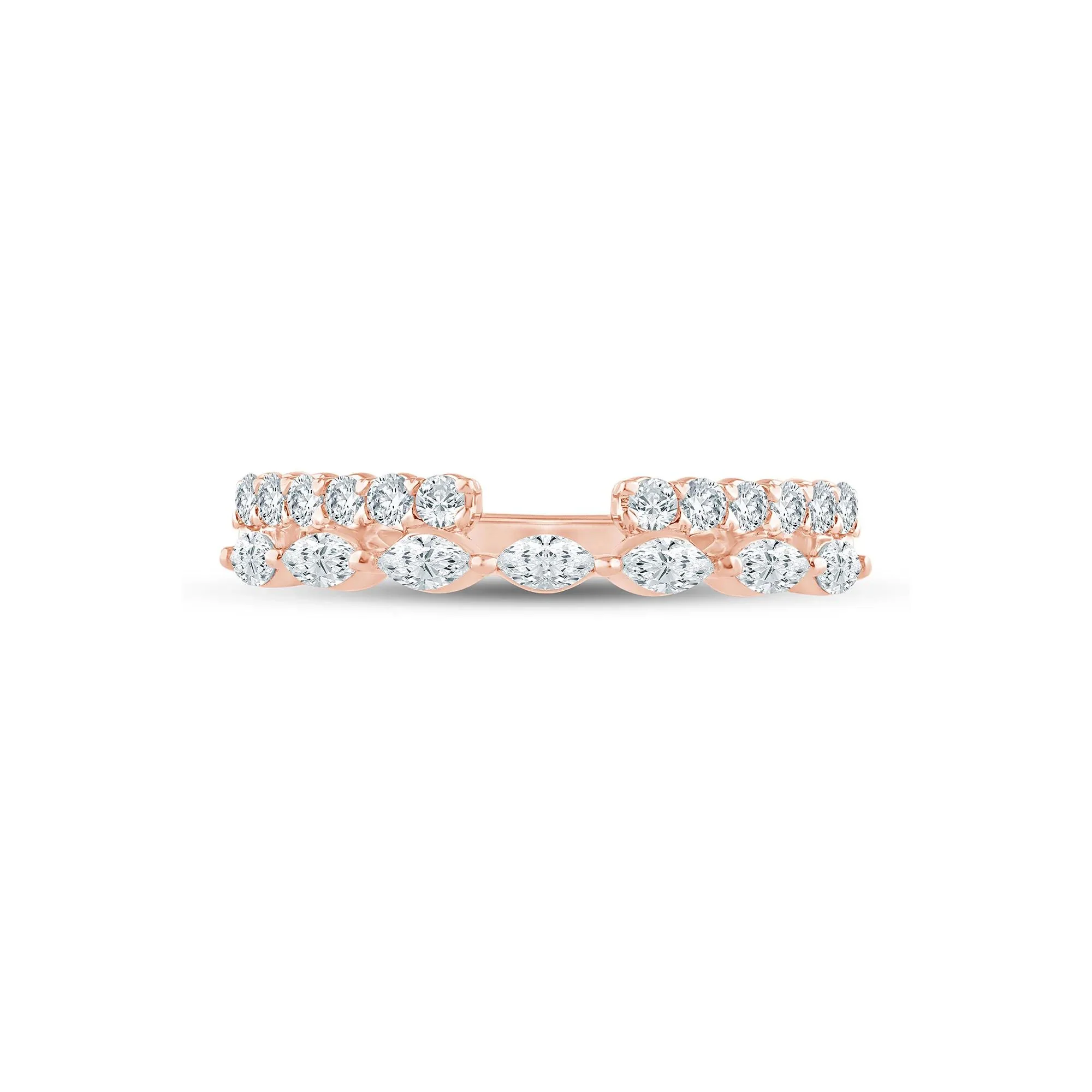 1/2 CT. Tw. Lab Grown Diamond Open Multi-Row Band Ring 14K Rose Gold Size 5.5 1.5mm