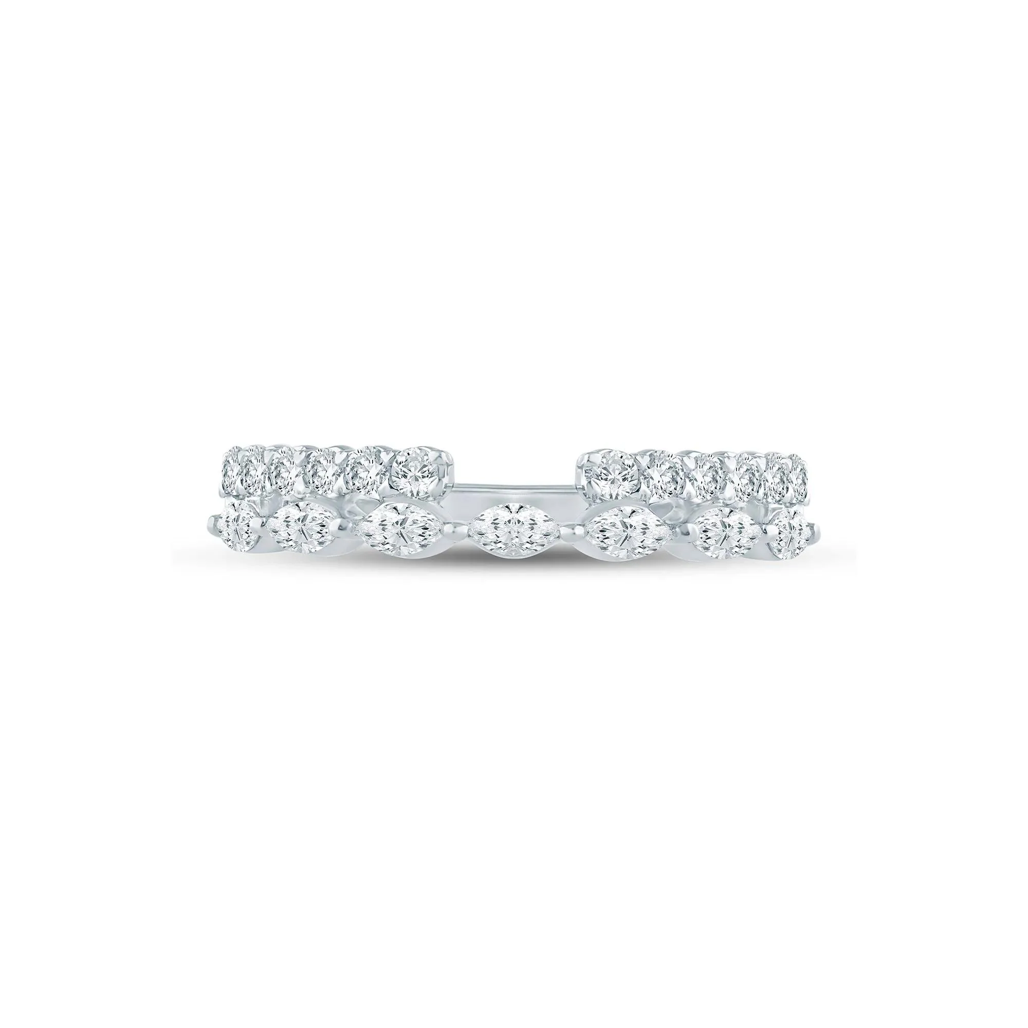 1/2 CT. Tw. Lab Grown Diamond Open Multi-Row Band Ring 14K White Gold Size 6 1.5mm