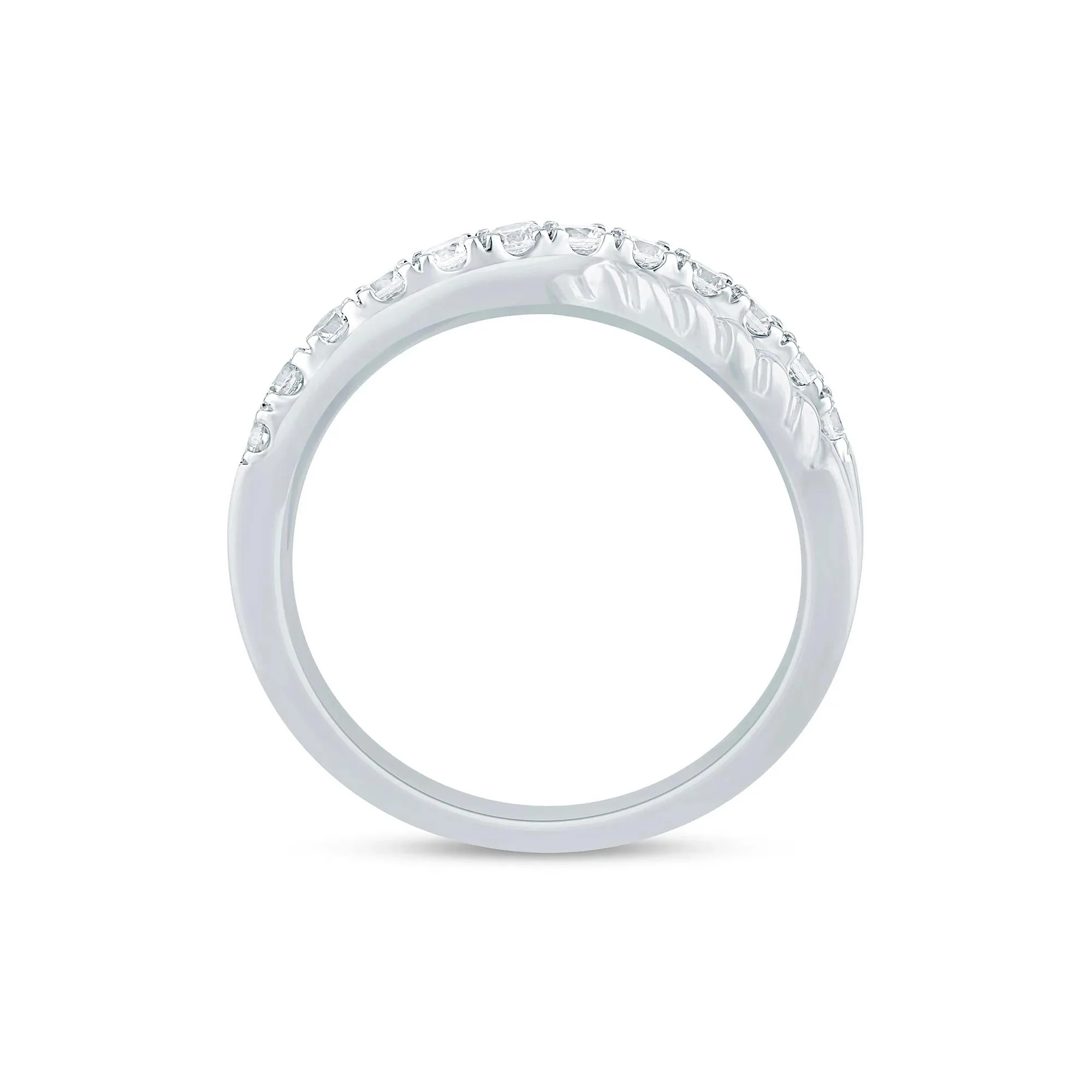 1/2 CT. Tw. Lab Grown Diamond Twist Band Ring 14K White Gold Size 6 2mm - Image 2