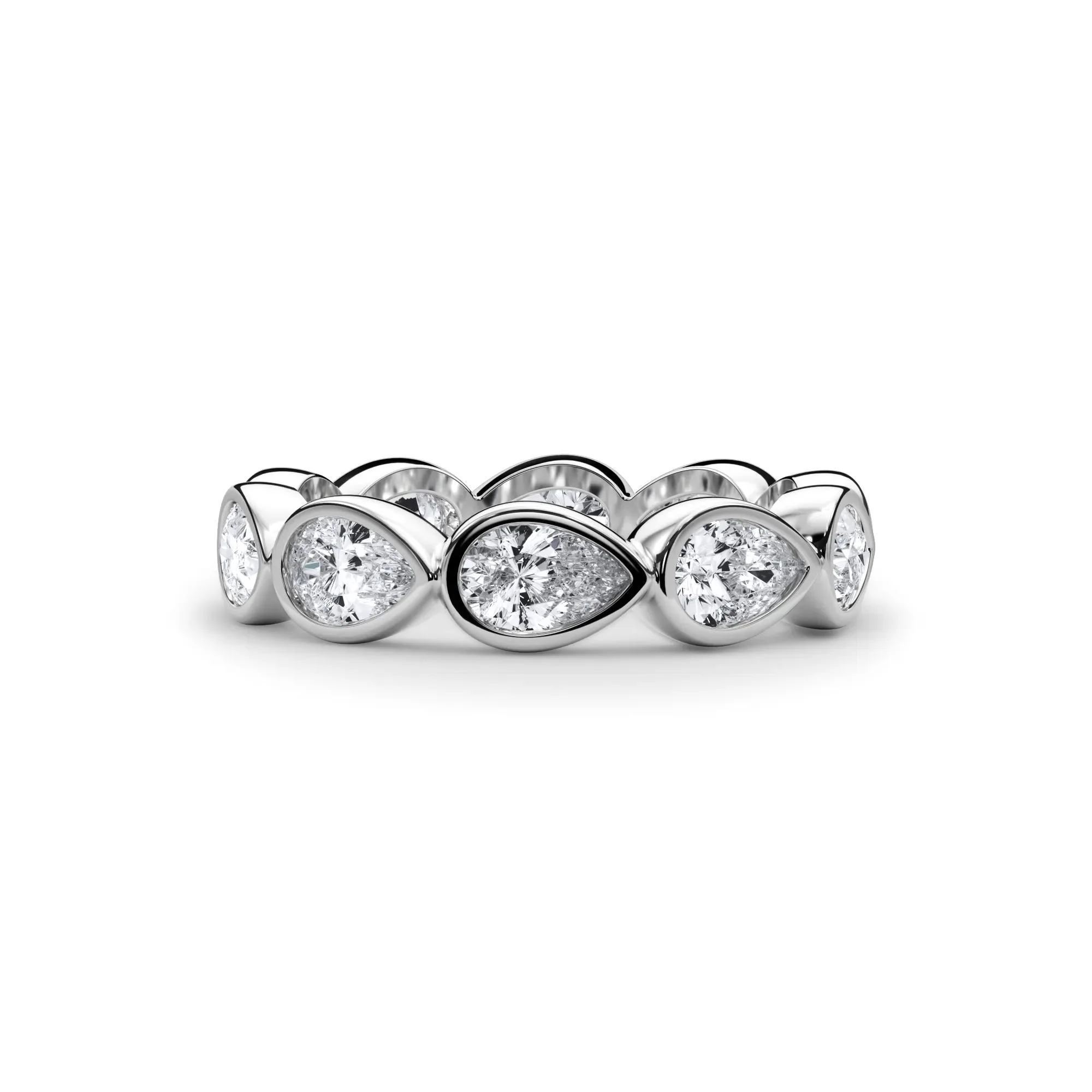 2 1/4 CT. Tw. Lab Grown Diamond Bezel-Set Eternity Band Ring 14K White Gold Size 5.5 3mm