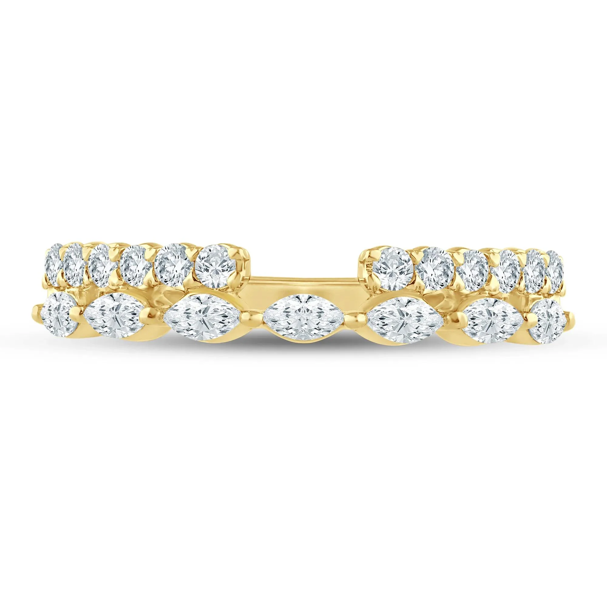 1/2 CT. Tw. Lab Grown Diamond Open Multi-Row Band Ring 14K Yellow Gold Size 6.5 1.5mm