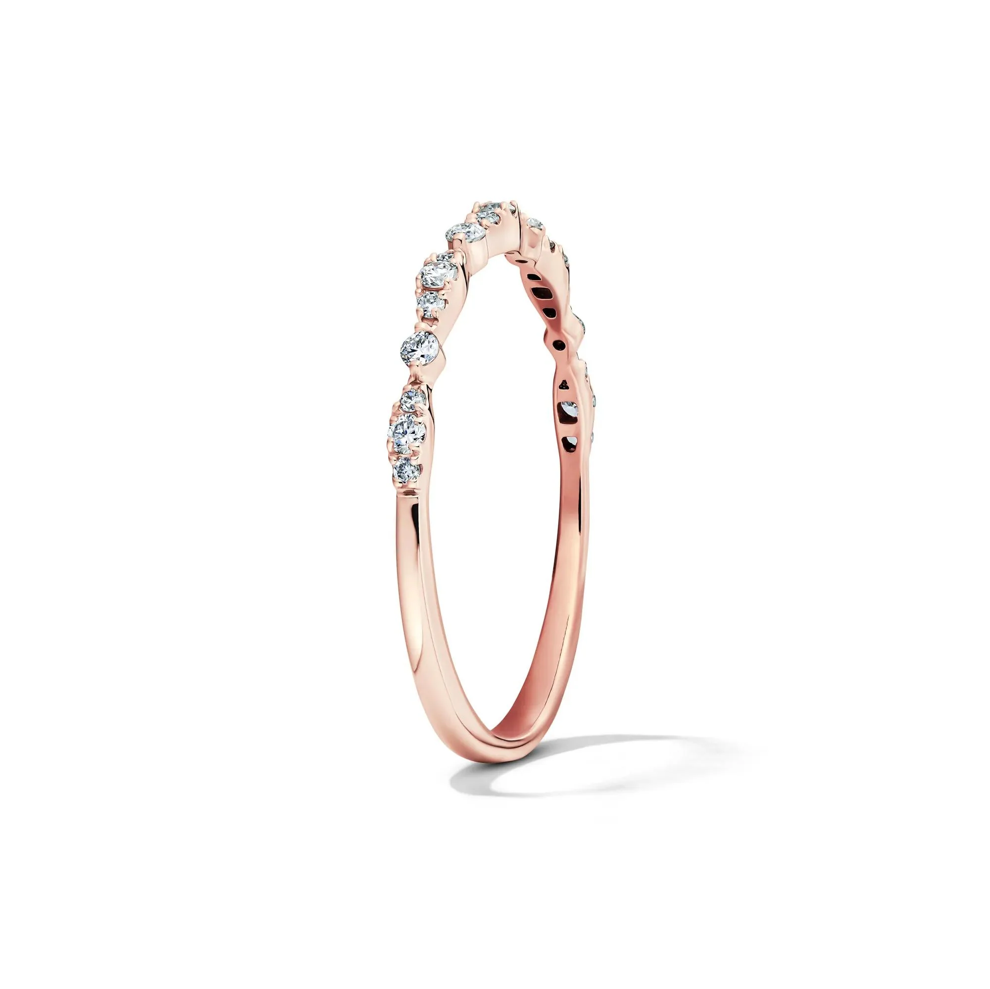 1/7 CT. Tw. Lab Grown Diamond Stack Band Ring 10K Rose Gold Size 5 1.5mm - Image 3