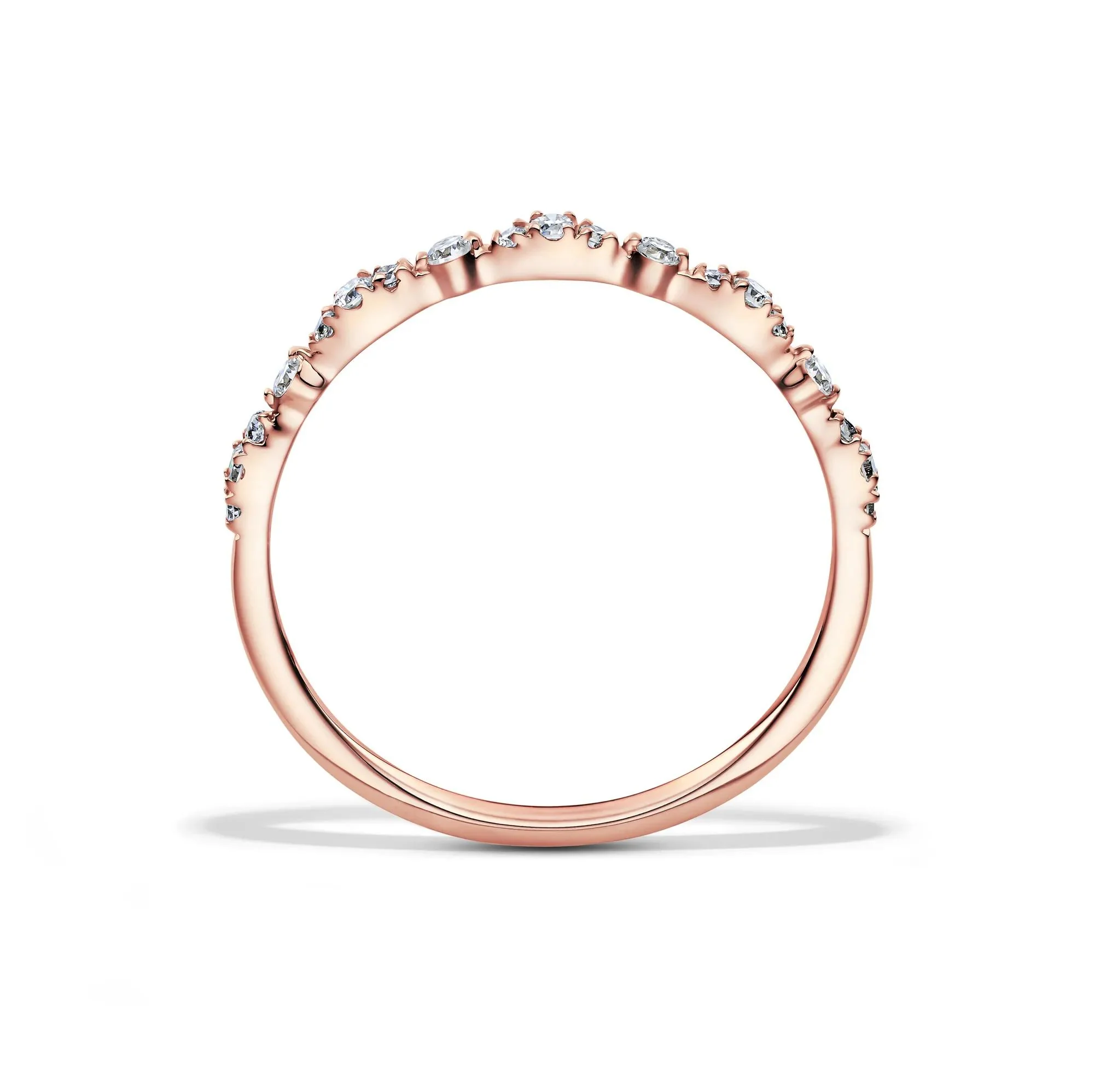 1/7 CT. Tw. Lab Grown Diamond Stack Band Ring 10K Rose Gold Size 6.5 1.5mm - Image 2
