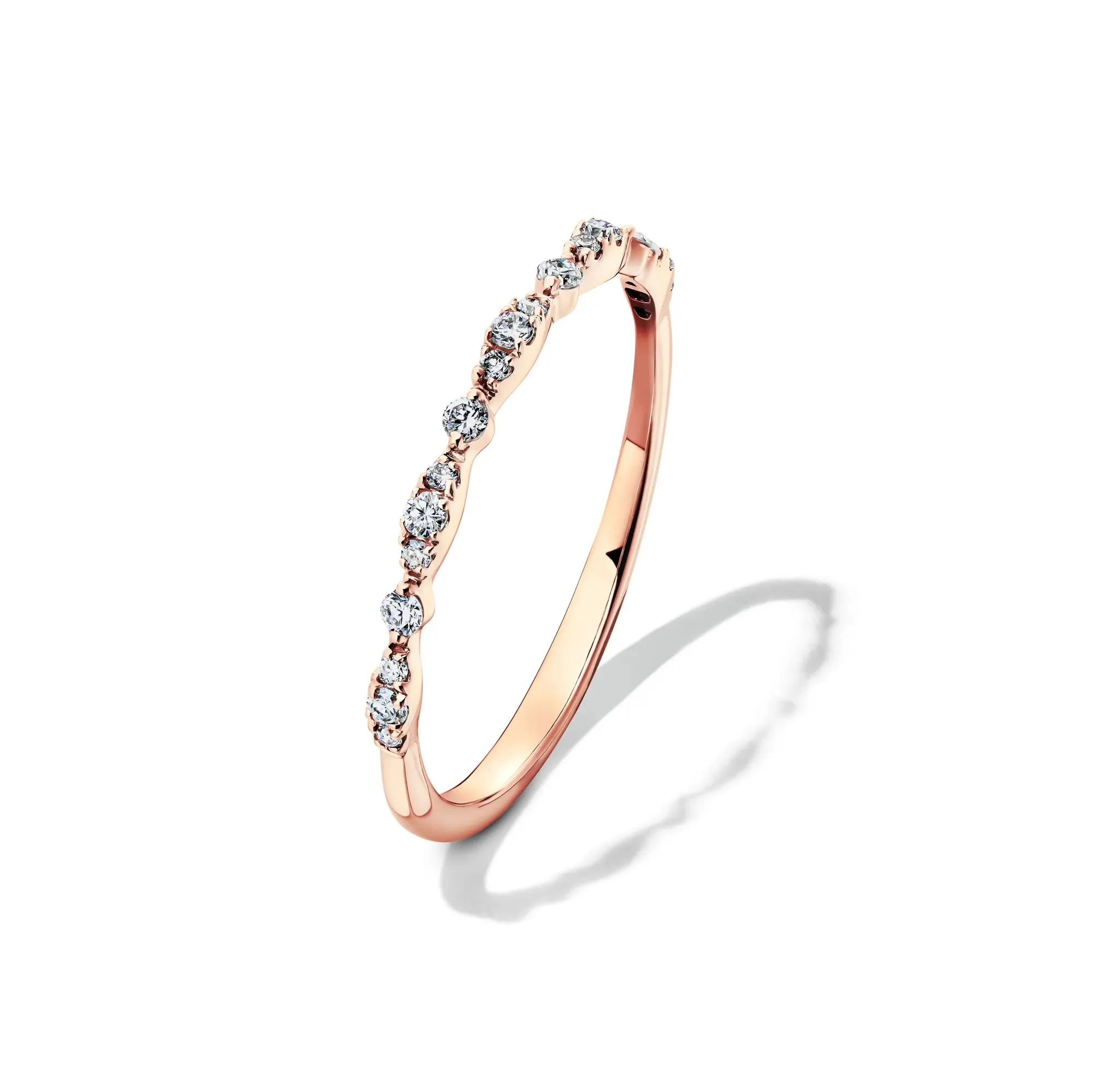 1/7 CT. Tw. Lab Grown Diamond Stack Band Ring 10K Rose Gold Size 6.5 1.5mm - Image 4