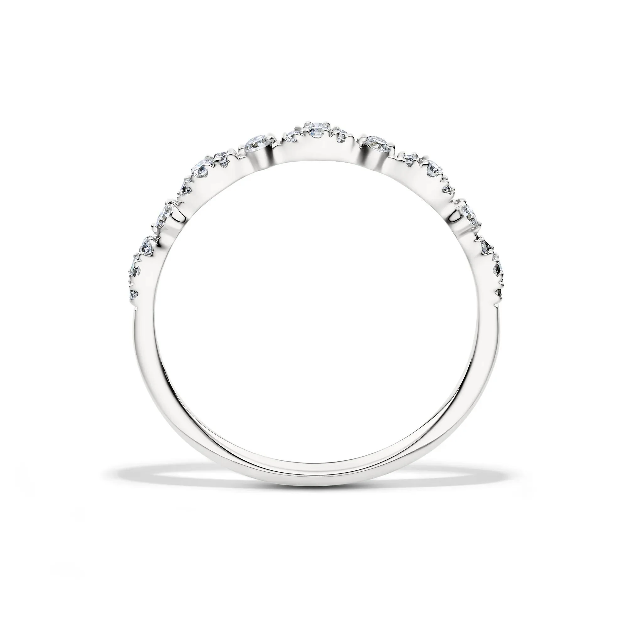 1/7 CT. Tw. Lab Grown Diamond Stack Band Ring 10K White Gold Size 6.5 1.5mm - Image 2