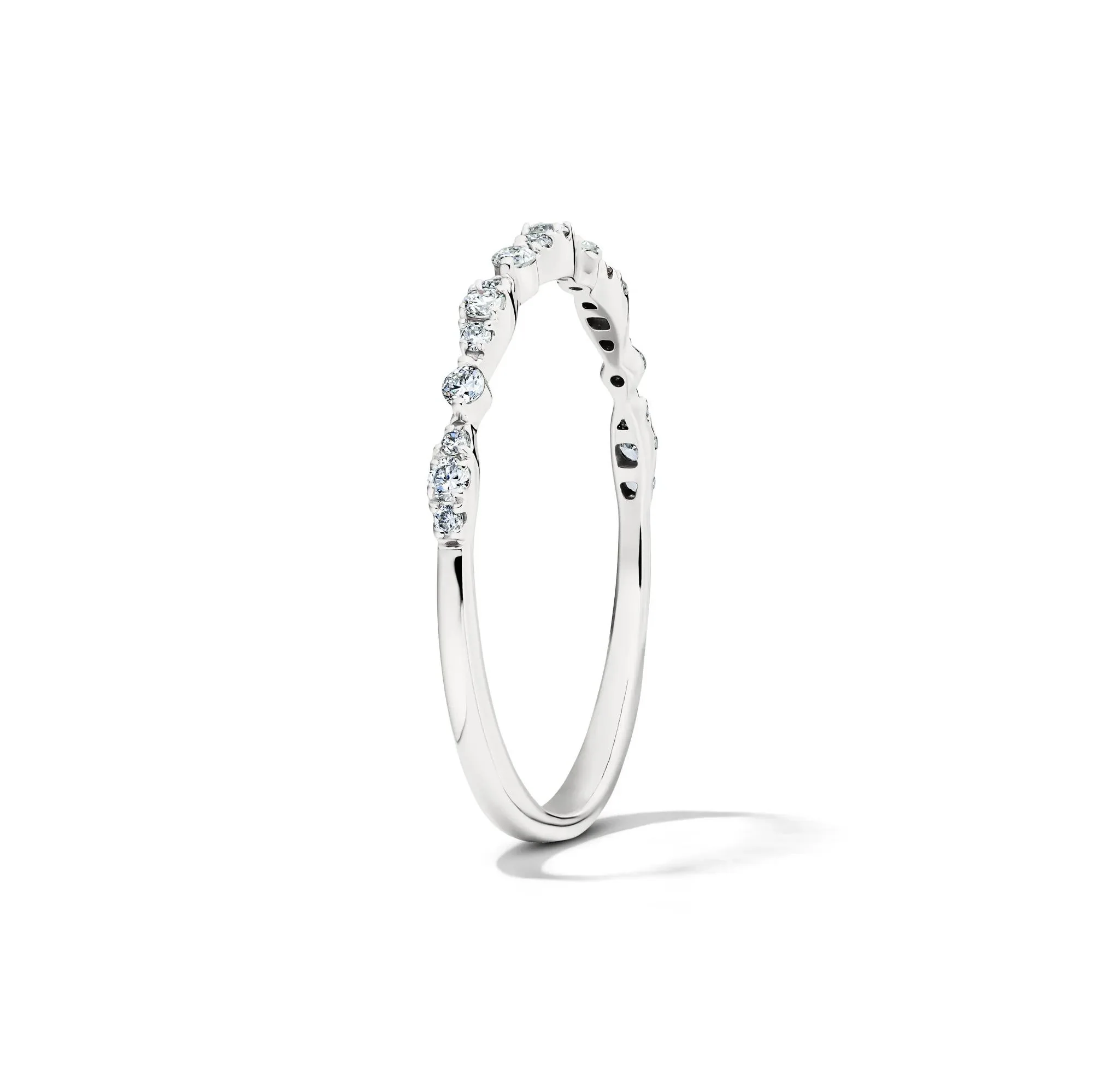 1/7 CT. Tw. Lab Grown Diamond Stack Band Ring 10K White Gold Size 6.5 1.5mm - Image 3