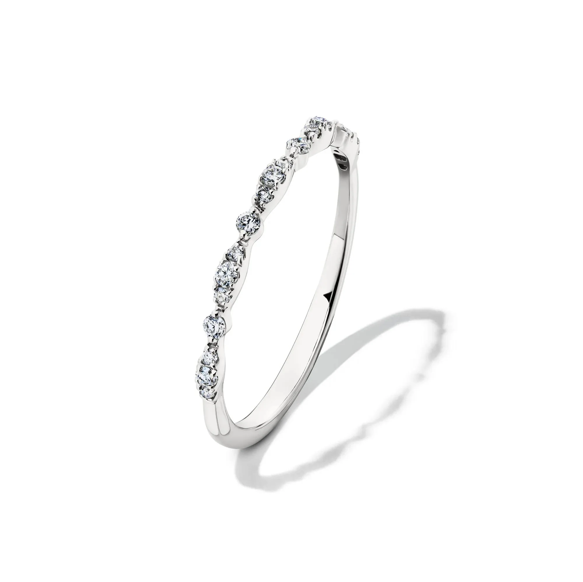 1/7 CT. Tw. Lab Grown Diamond Stack Band Ring 10K White Gold Size 6.5 1.5mm - Image 4