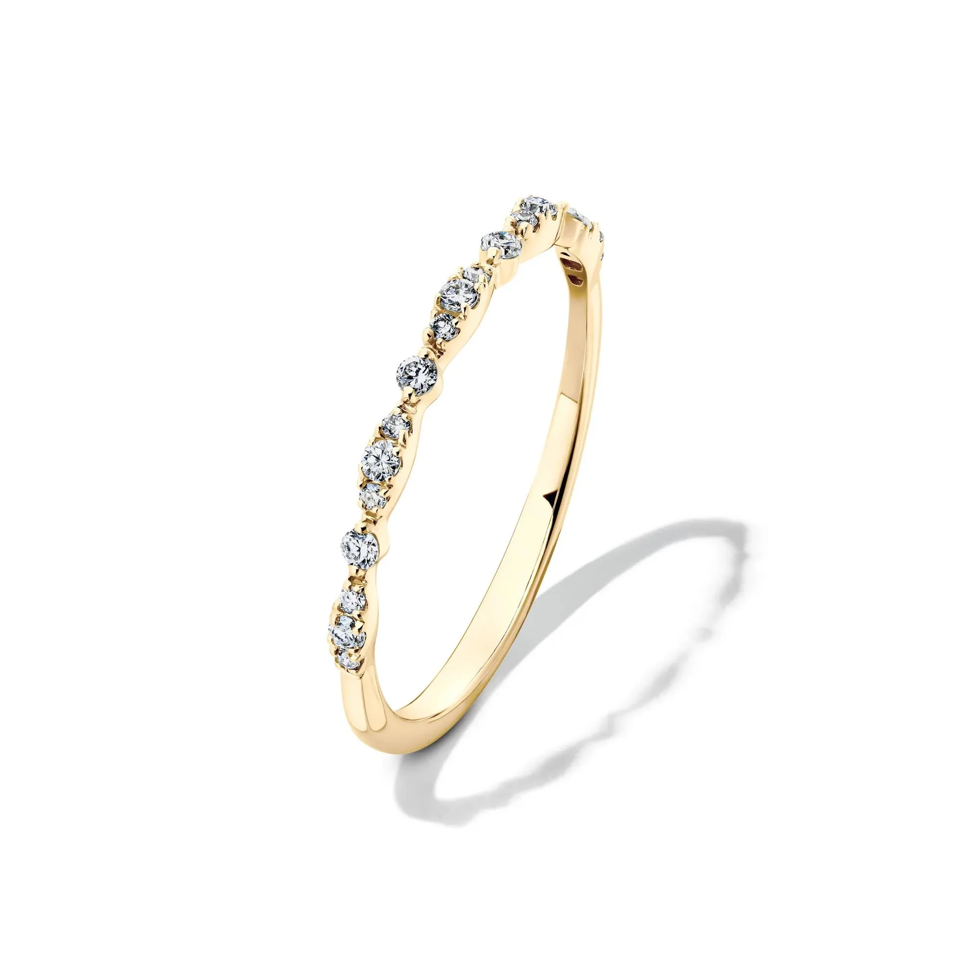 1/7 CT. Tw. Lab Grown Diamond Stack Band Ring 10K Yellow Gold Size 5.5 1.5mm - Image 4