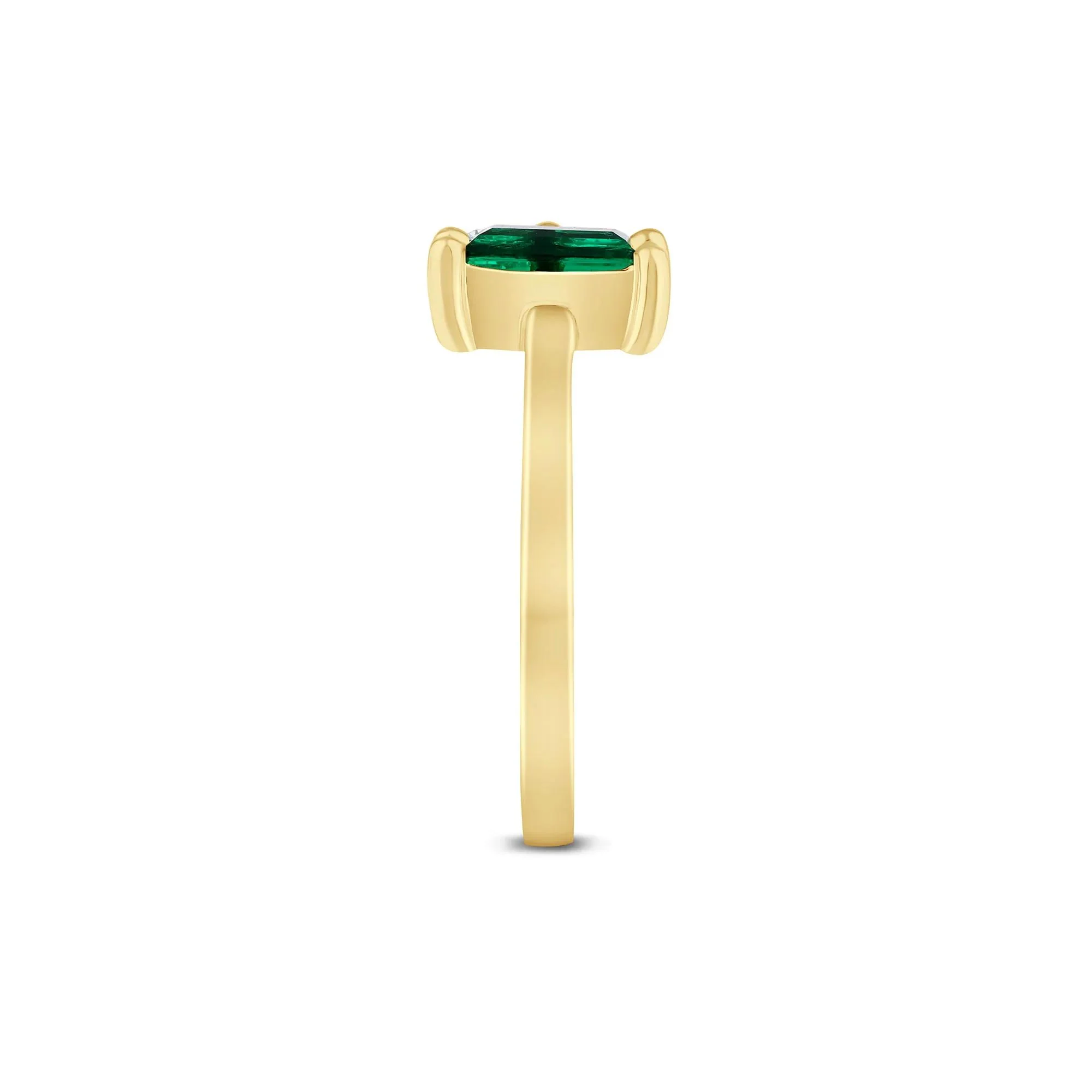 1/3 CT. Tw. Lab-Created Emerald and Lab Grown Diamond Ring 10K Yellow Gold Size 9 1.5mm - Image 3