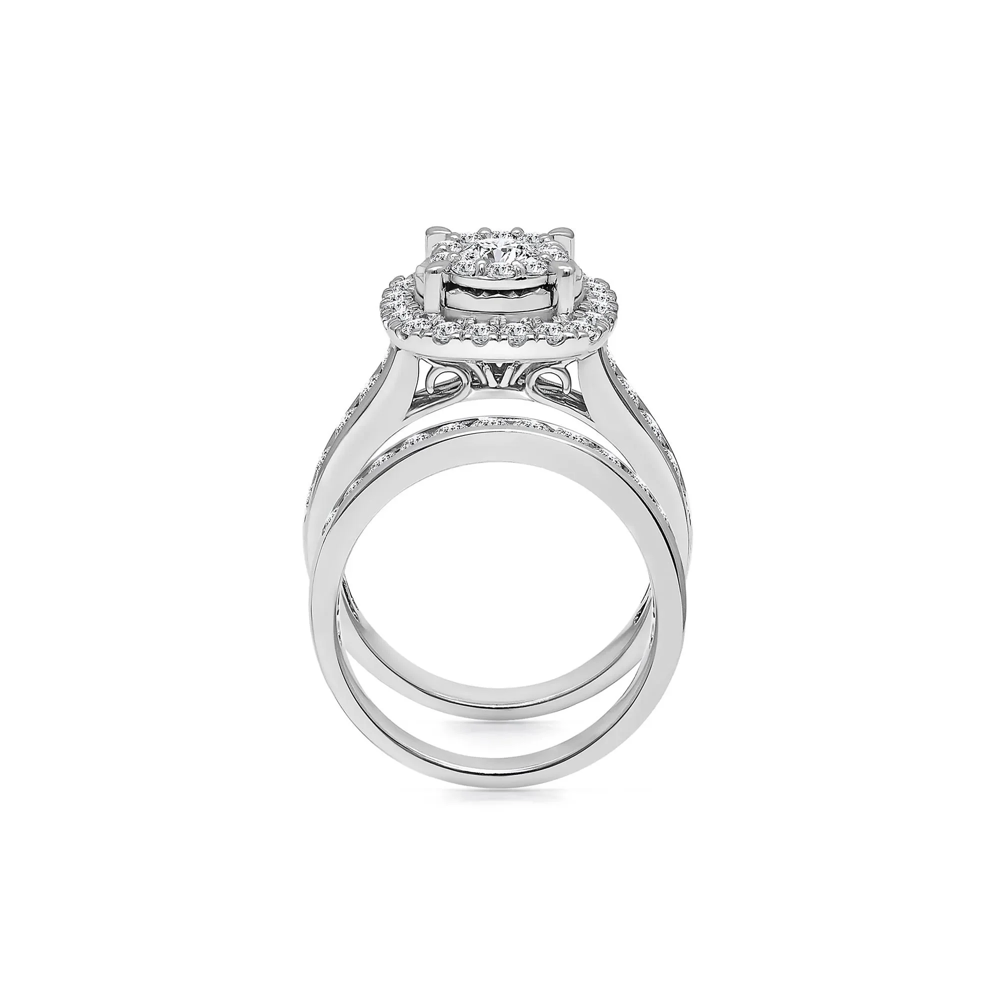 2 CT. Tw. Lab Grown Diamond Composite Center Engagement Set 10K White Gold Ring Size 8 - Image 2