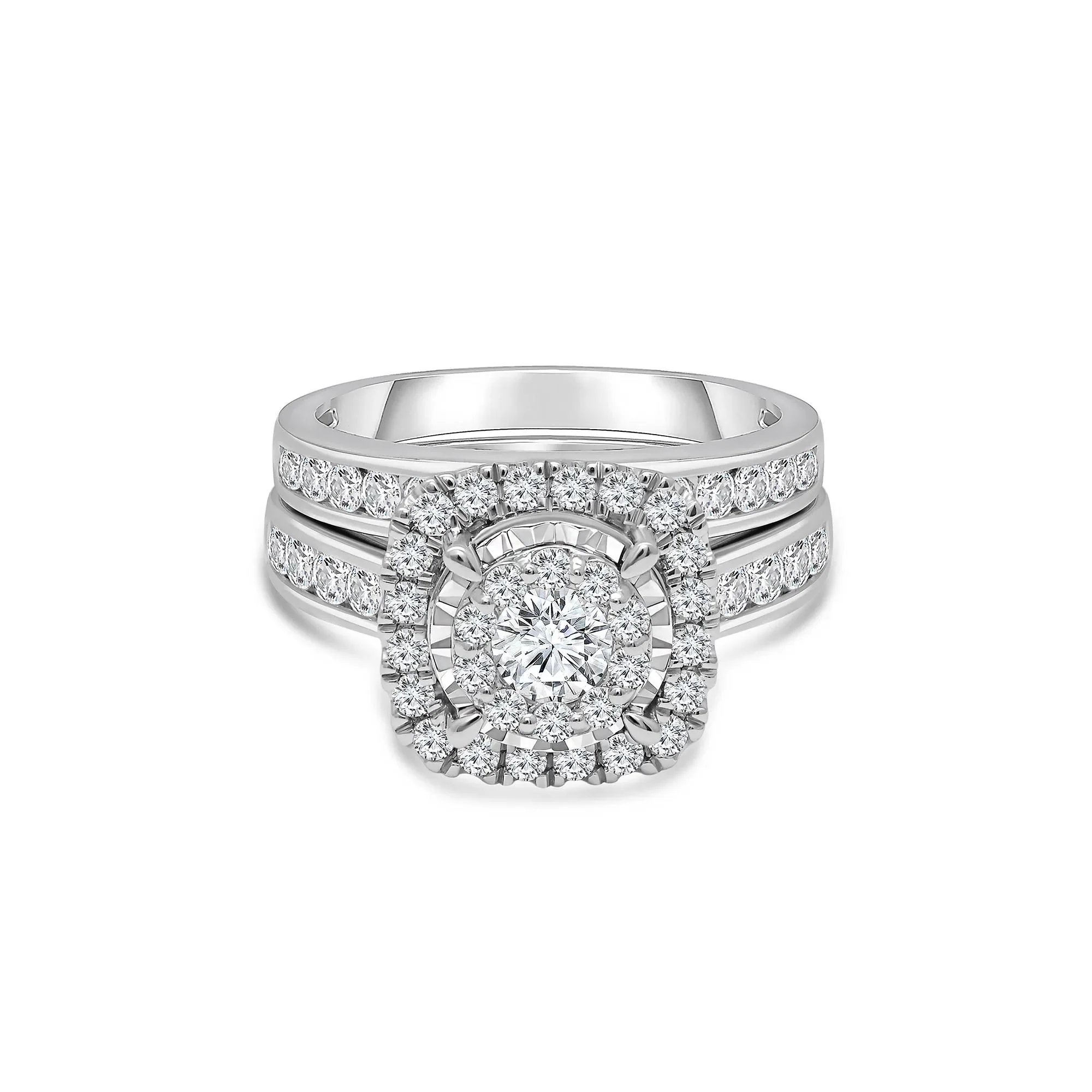 2 CT. Tw. Lab Grown Diamond Composite Center Engagement Set 10K White Gold Ring Size 9