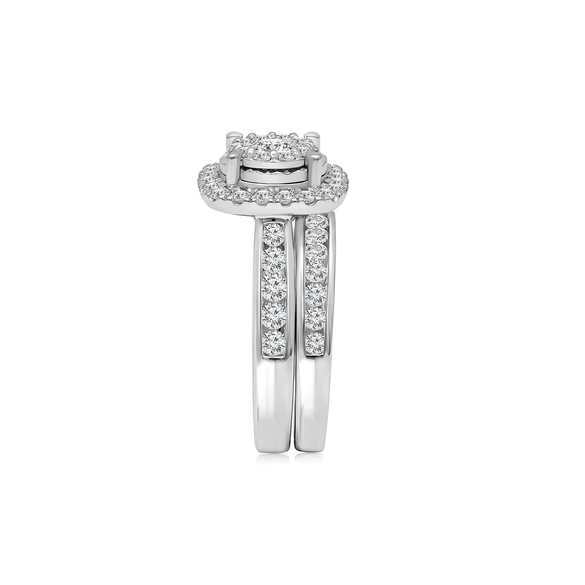 2 CT. Tw. Lab Grown Diamond Composite Center Engagement Set 10K White Gold Ring Size 9 - Image 3