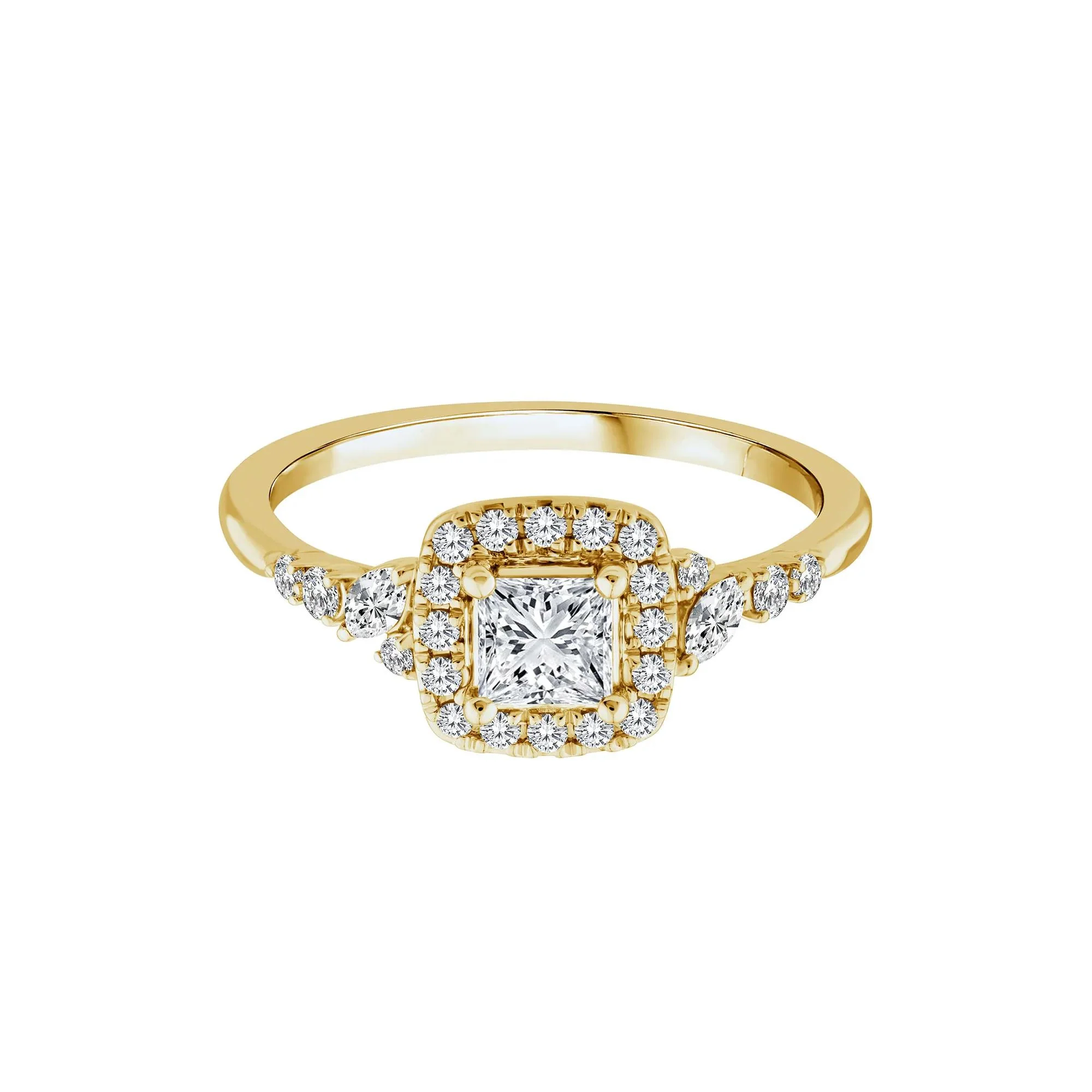 3/4 CT. Tw. Princess-Cut Diamond Engagement Ring 14K Yellow Gold Size 6.5 1.5mm