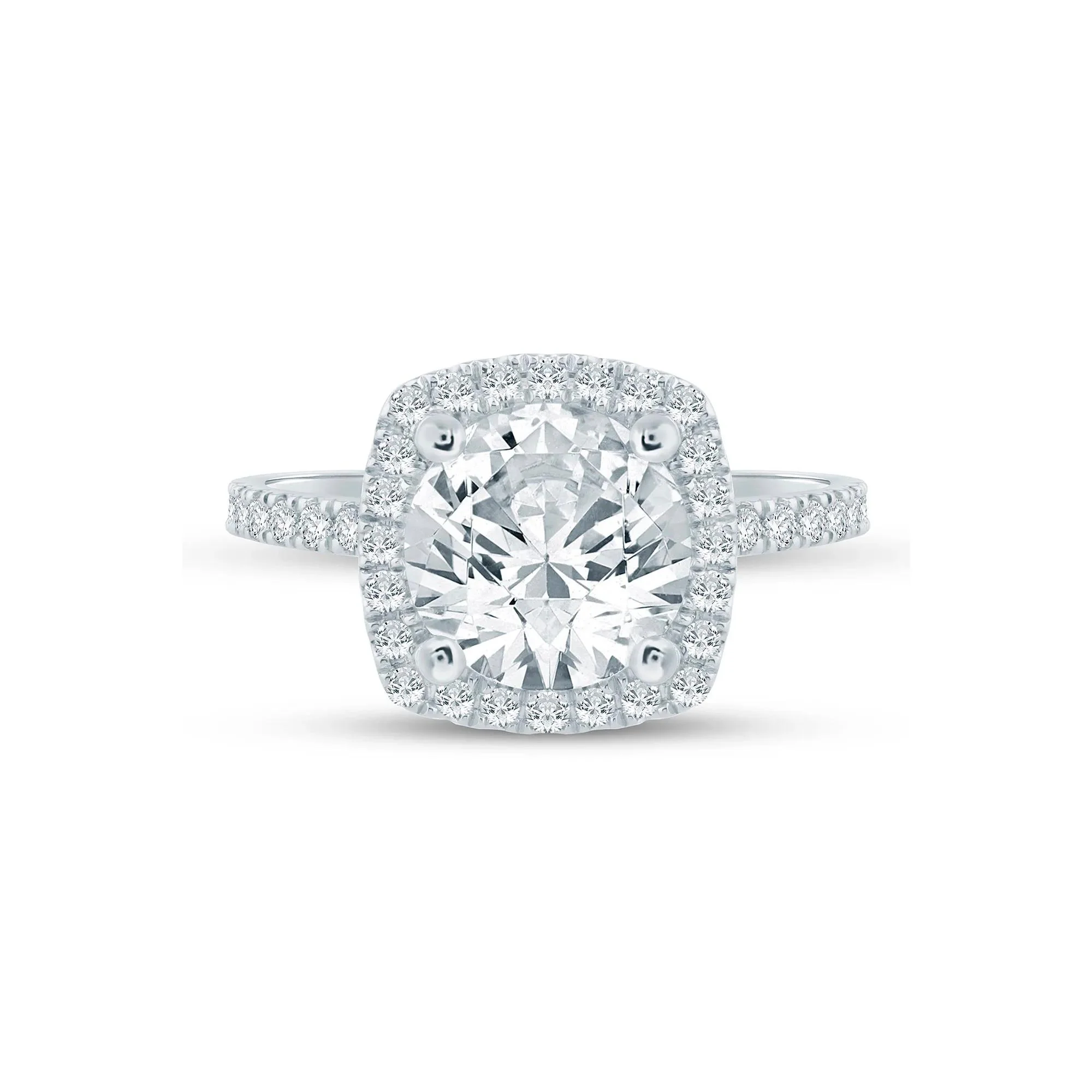 4 CT. Tw. Lab Grown Diamond Halo Engagement Ring 14K White Gold Size 8.5 1.5mm