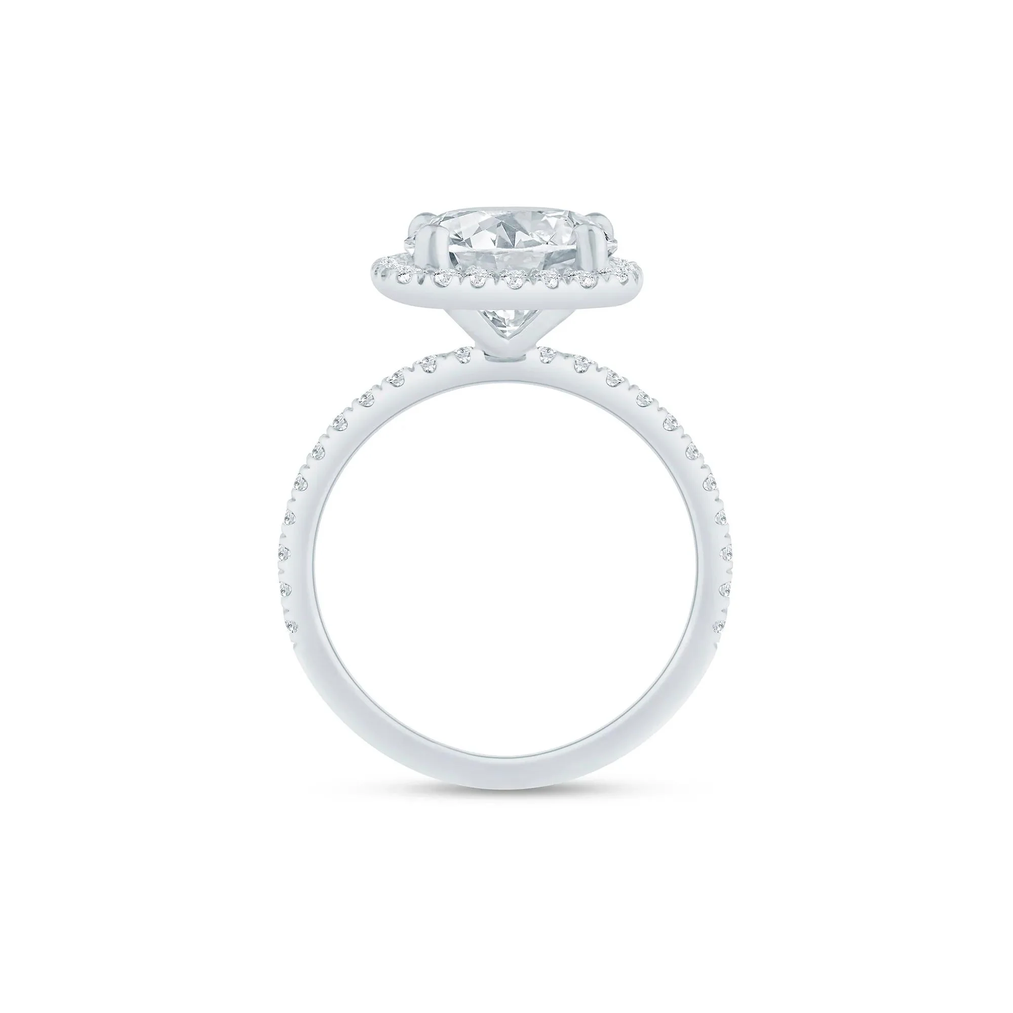 4 CT. Tw. Lab Grown Diamond Halo Engagement Ring 14K White Gold Size 8.5 1.5mm - Image 2