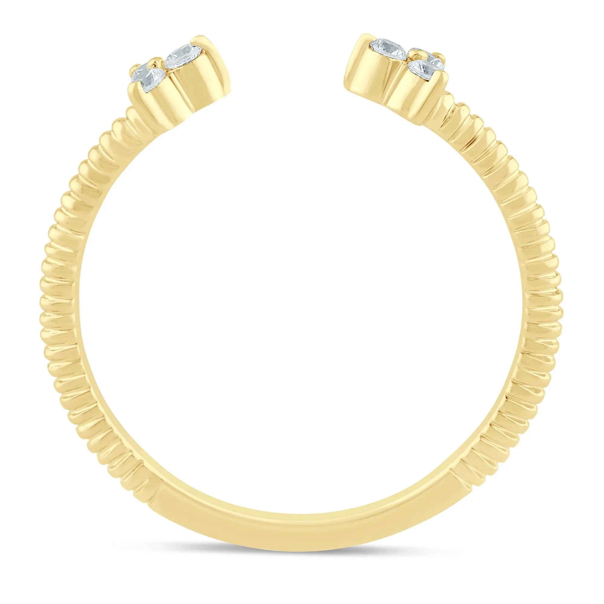 1/10 CT. Tw. Diamond Open Ring 10K Yellow Gold Size 6.5 1.5mm - Image 3