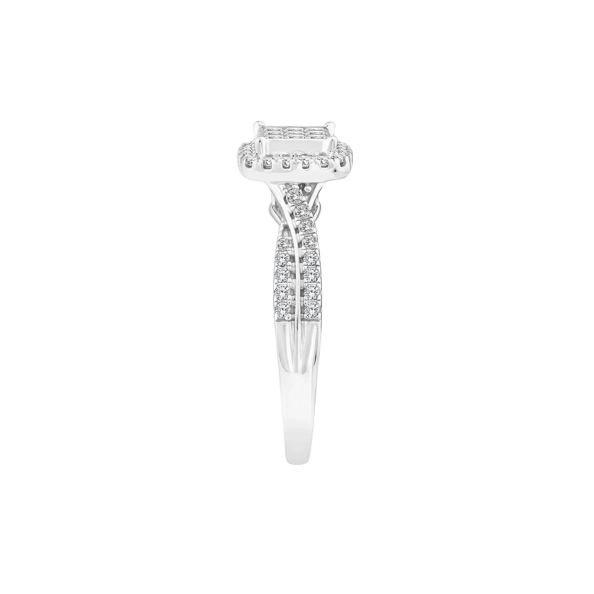 1/2 CT. Tw. Diamond Composite Engagement Ring 14K White Gold Size 7 2mm - Image 3