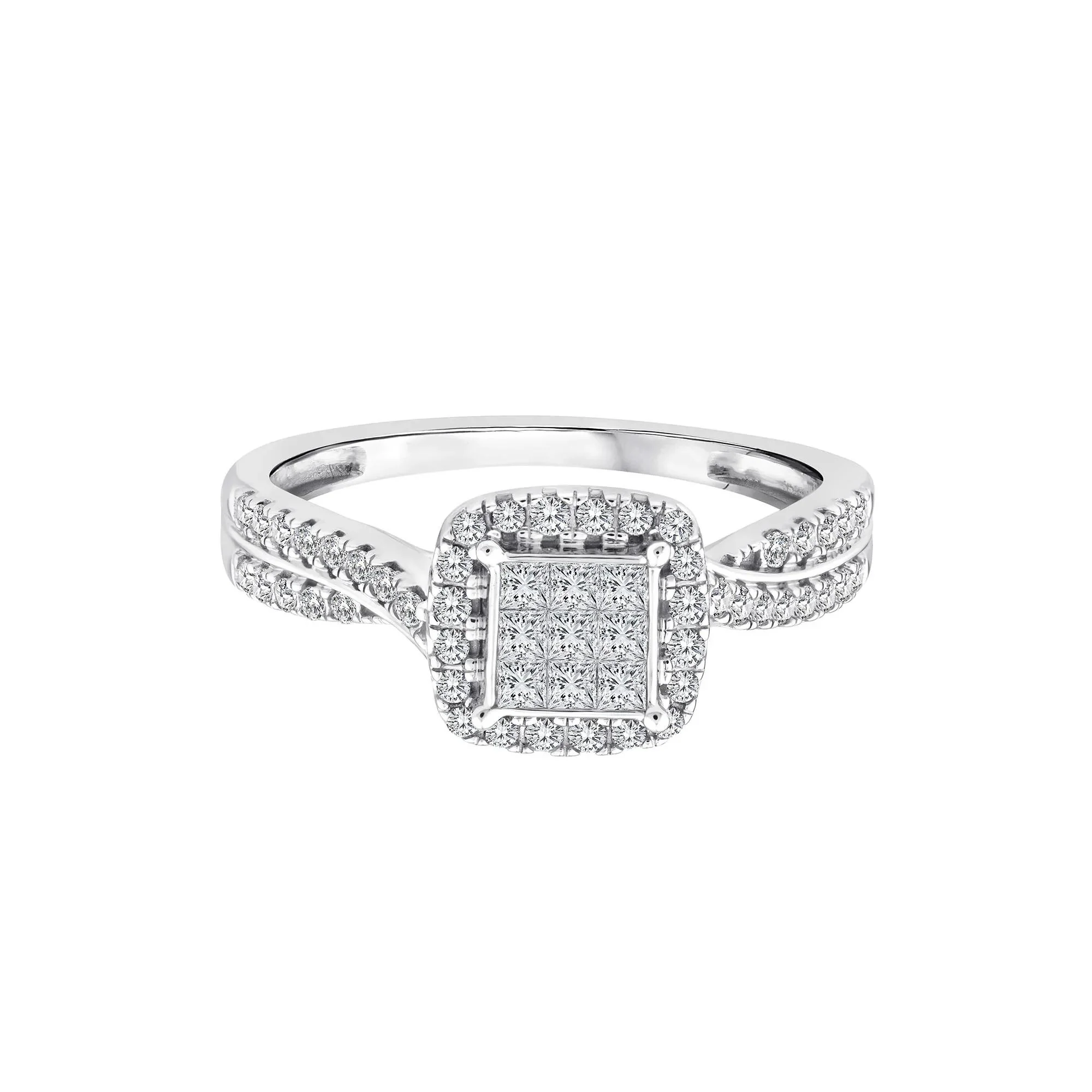 1/2 CT. Tw. Diamond Composite Engagement Ring 14K White Gold Size 8 2mm