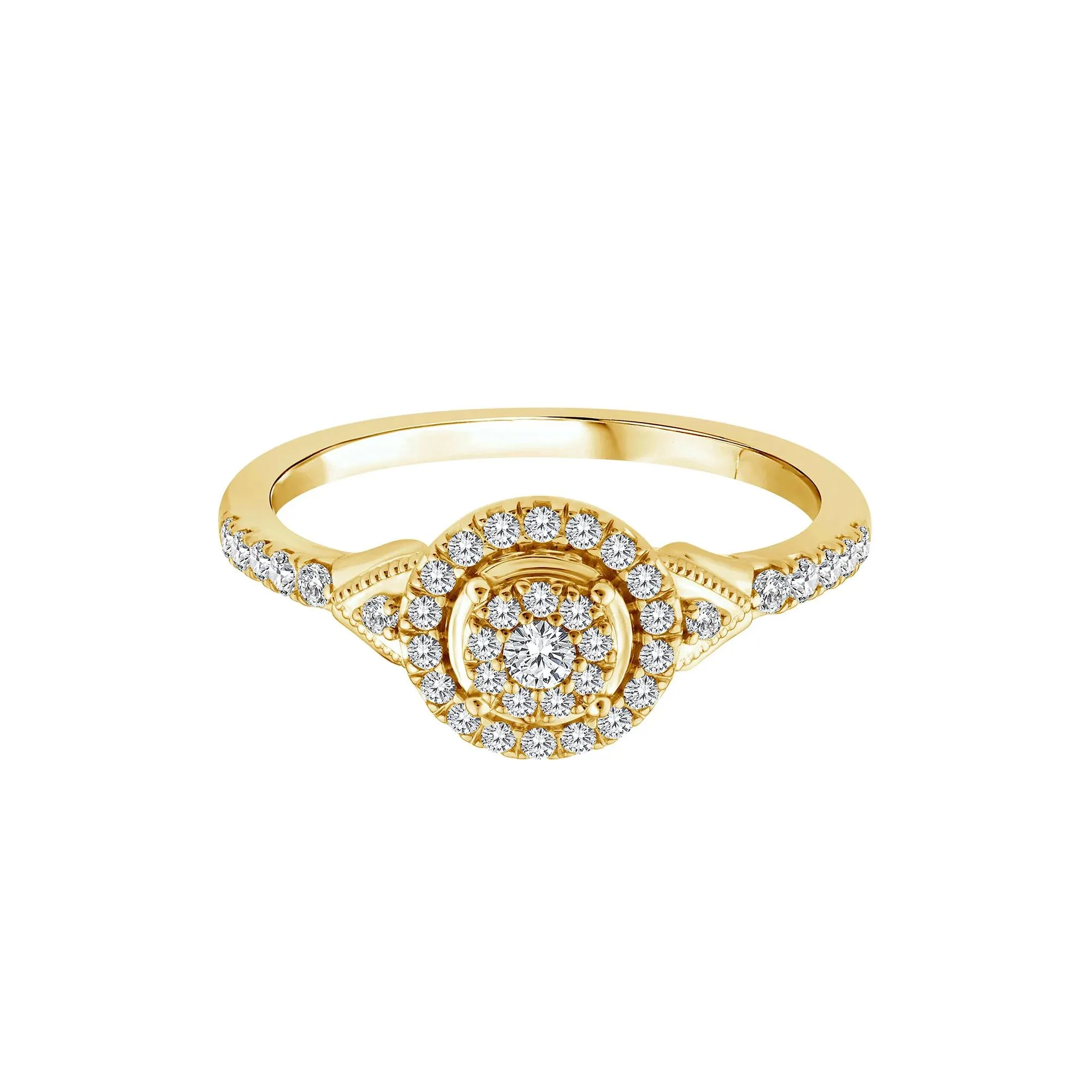 1/3 CT. Tw. Diamond Promise Ring 10K Yellow Gold Round Brilliant Cut Size 6