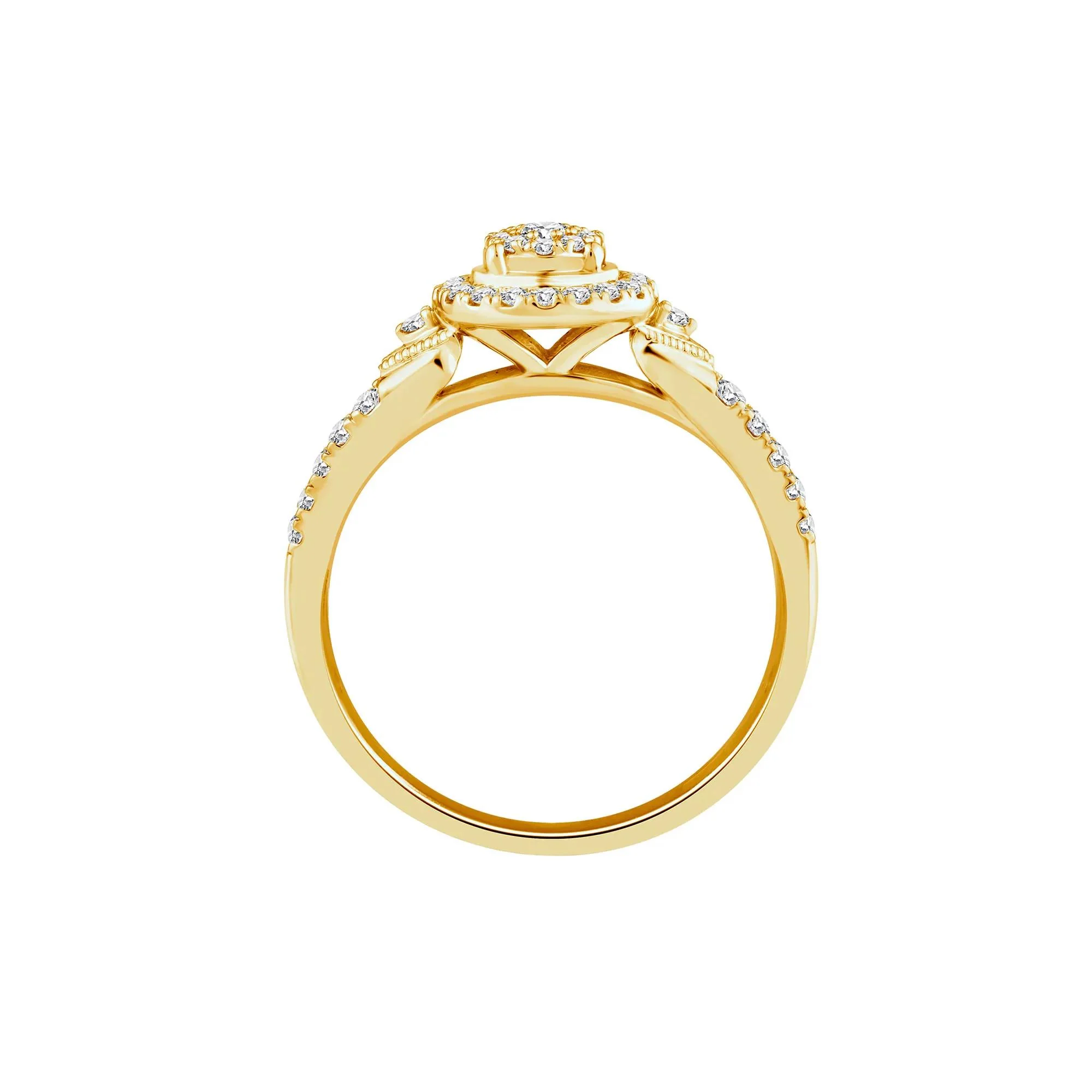 1/3 CT. Tw. Diamond Promise Ring 10K Yellow Gold Round Brilliant Cut Size 6 - Image 2