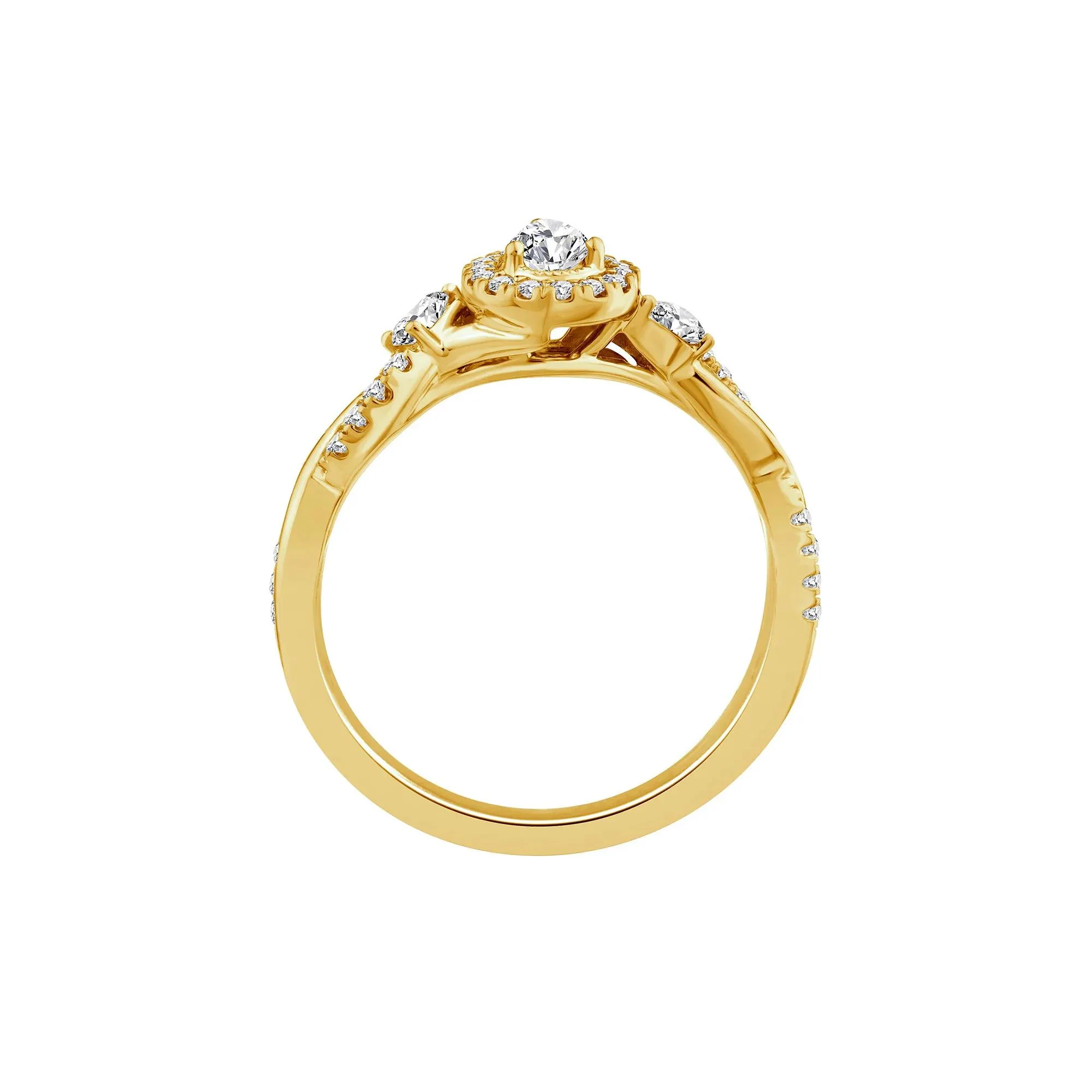 1/2 CT. Tw. Pear-Shaped Diamond Engagement Ring 14K Yellow Gold Size 8 1.5mm - Image 2